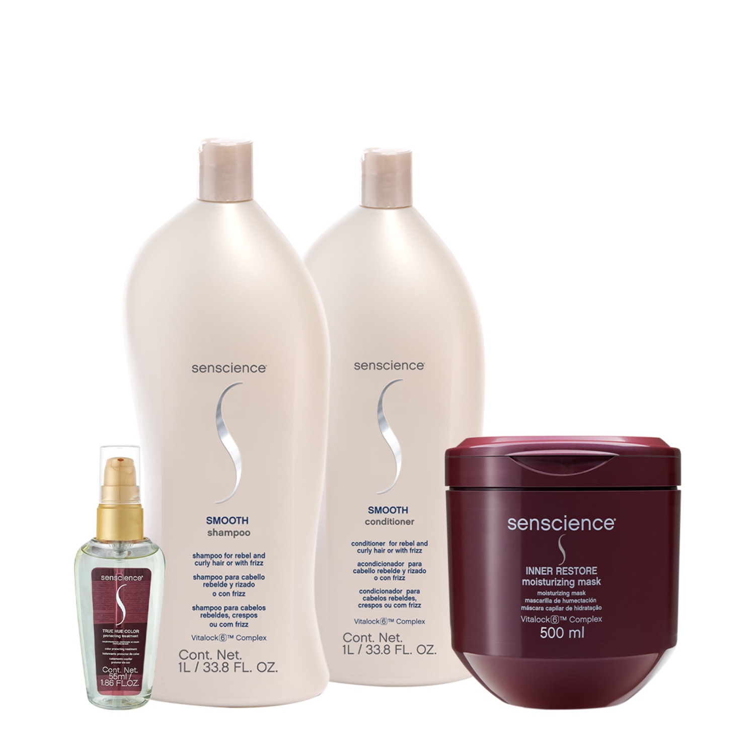 Kit Senscience True Hue Smooth Inner Salon Total Oil (4 produtos)