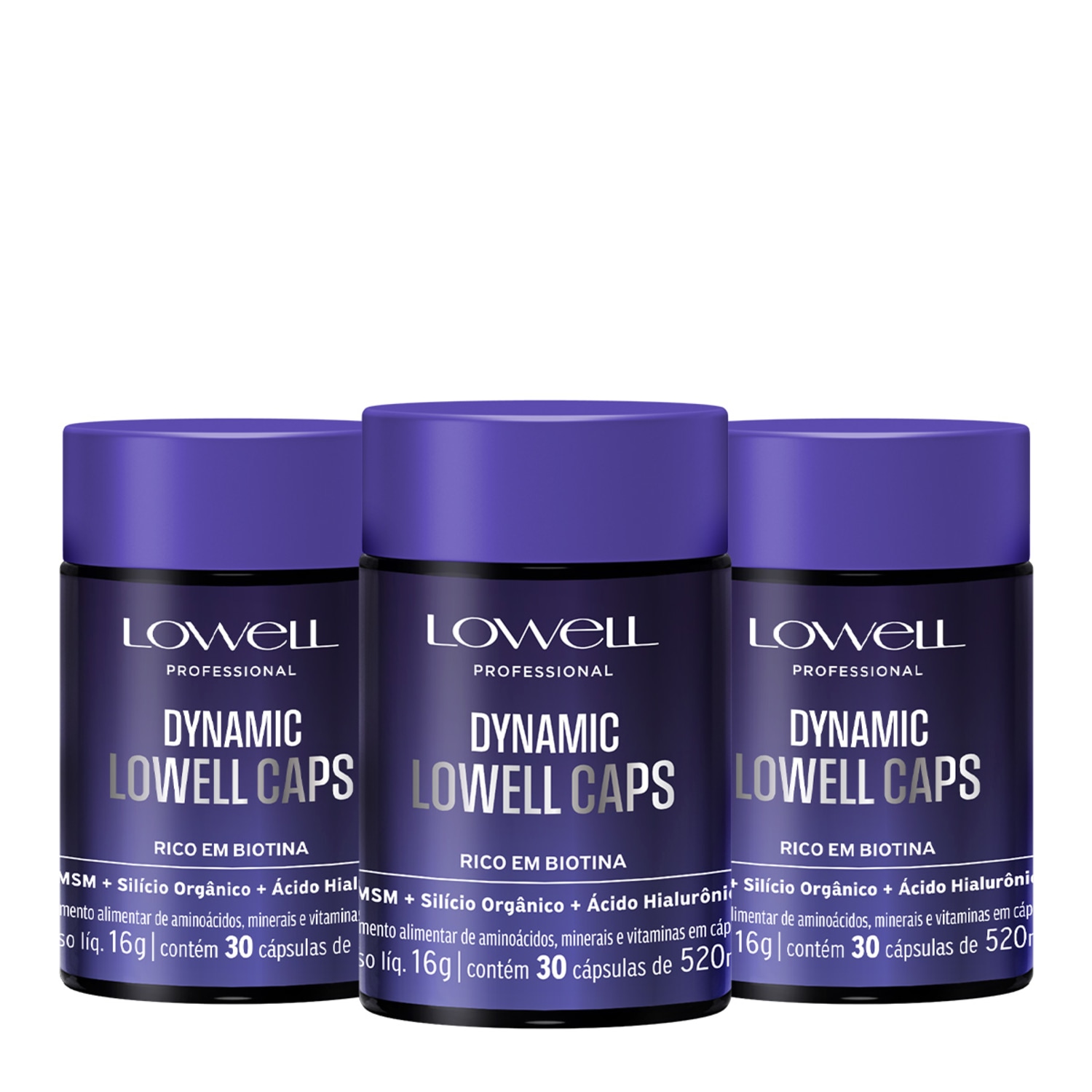 Kit Lowell Dynamic Caps Suplemento Alimentar Extra (3 unidades)