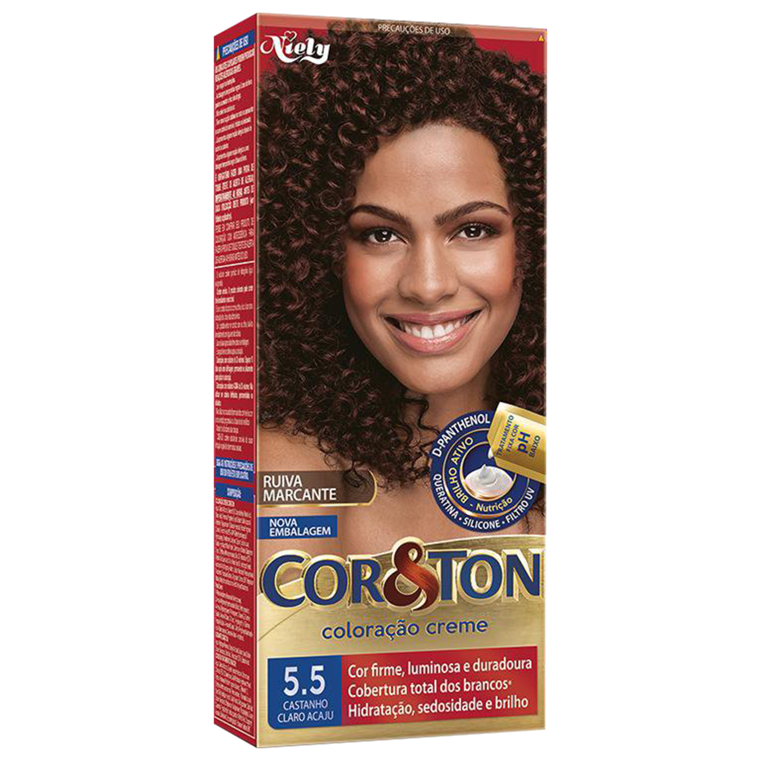 Niely Cosméticos Cor & Ton 5.5 Castanho Claro Acaju - Coloração Permanente 