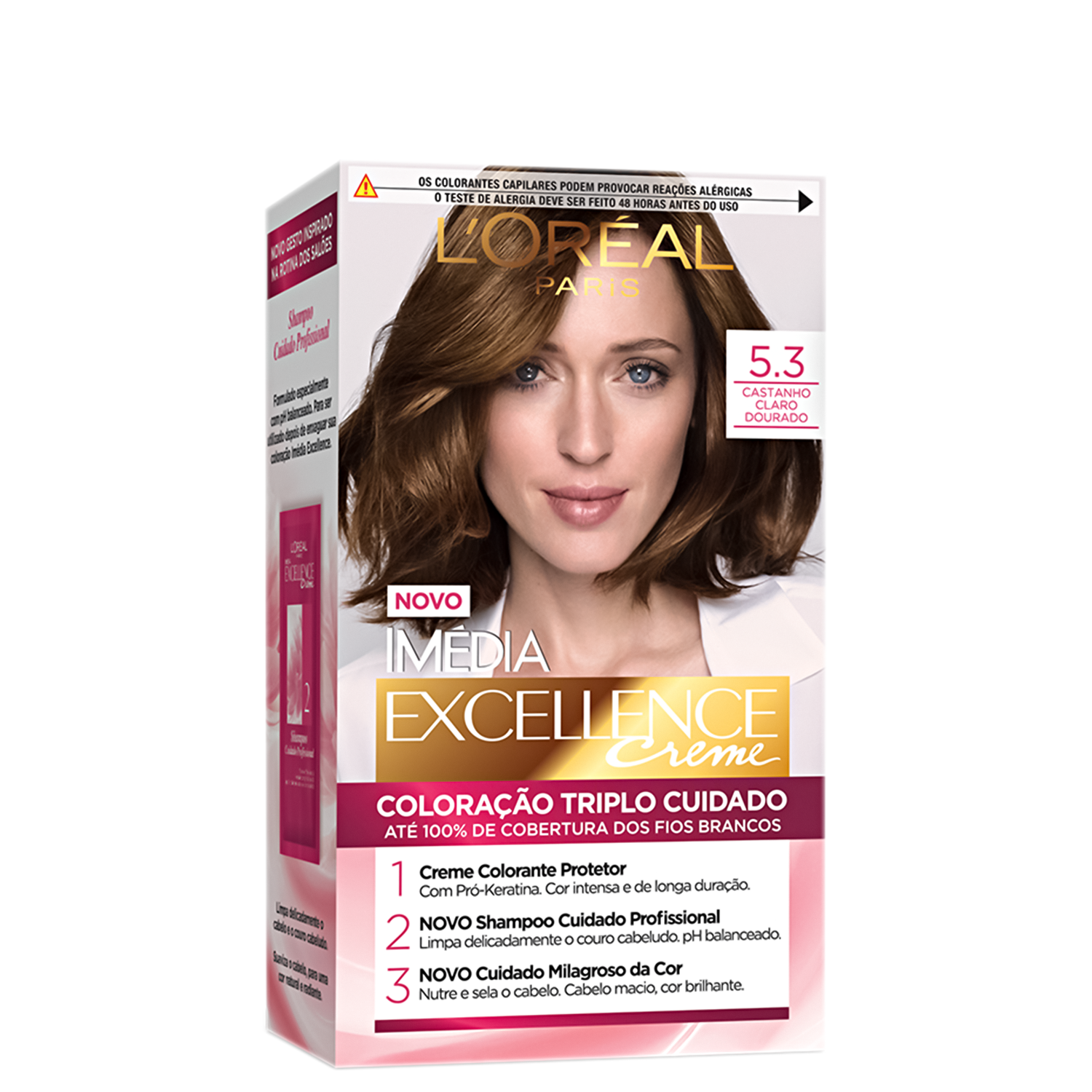 Imedia Excellence Creme 5.3 Castanho Claro Dourado - Coloração