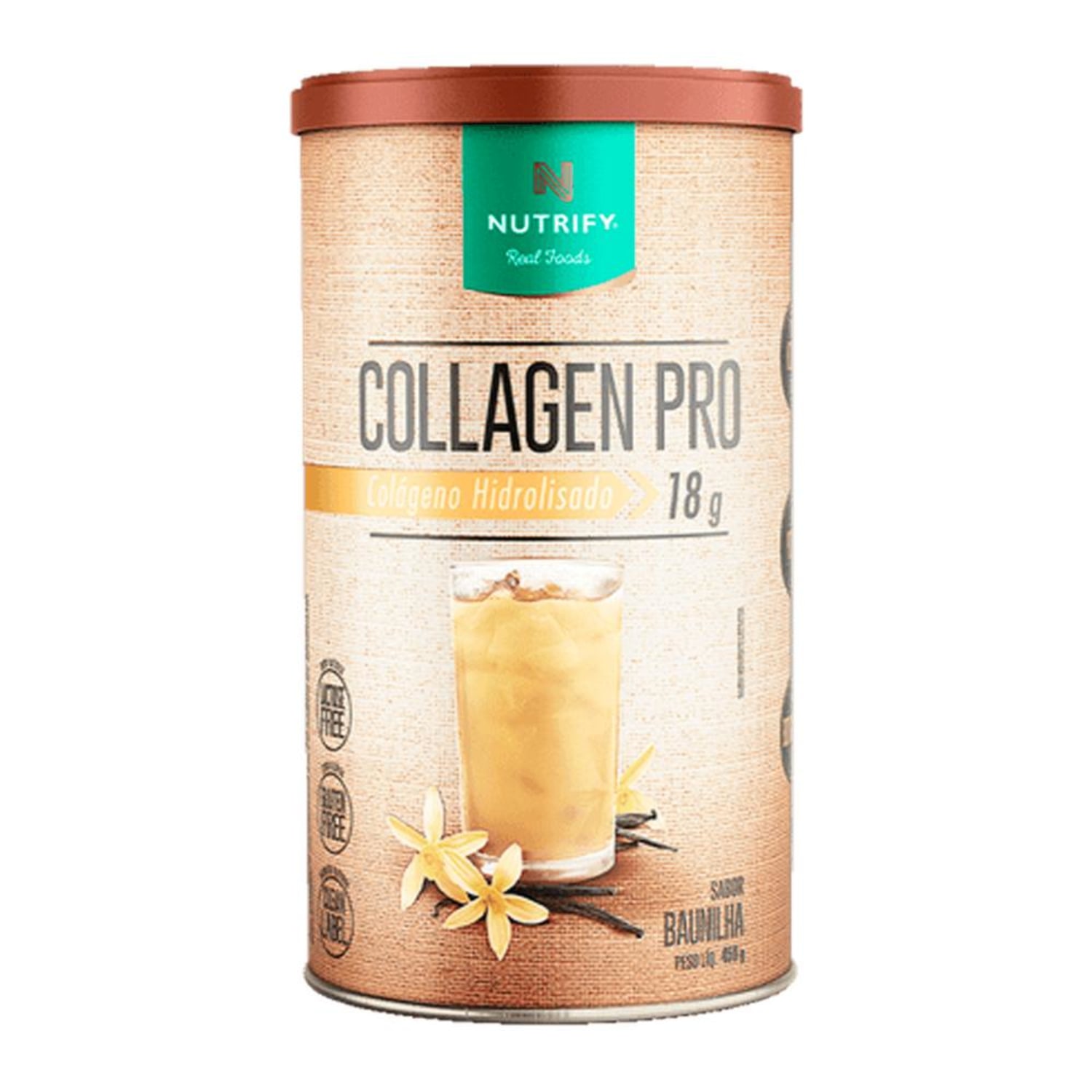 Nutrify Collagen Pro Colágeno Hidrolisado 18g Baunilha - Suplemento Alimentar em Pó 450g