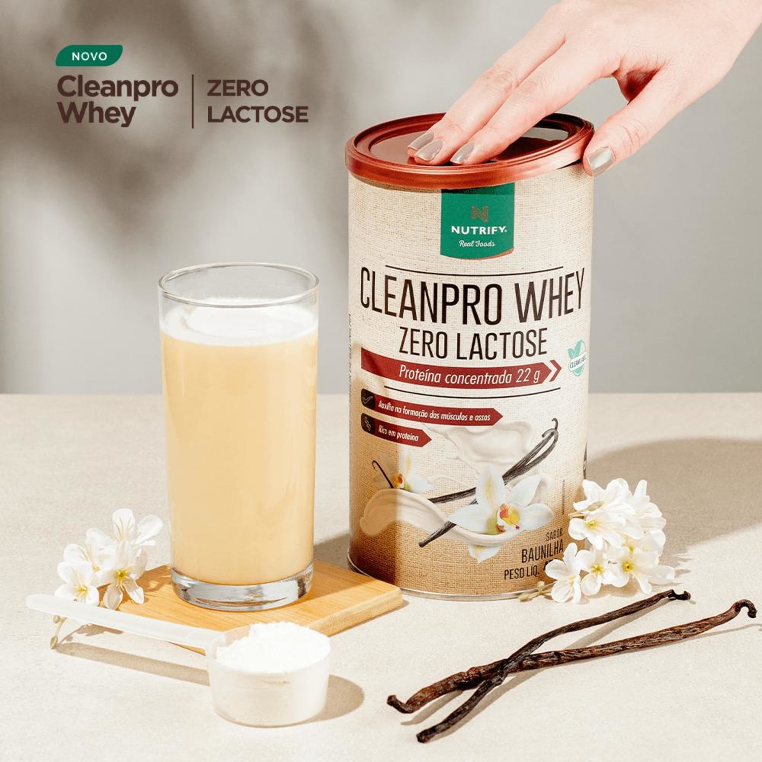 Proteína Clean Pro Whey Zero Lactose Nutrify Baunilha