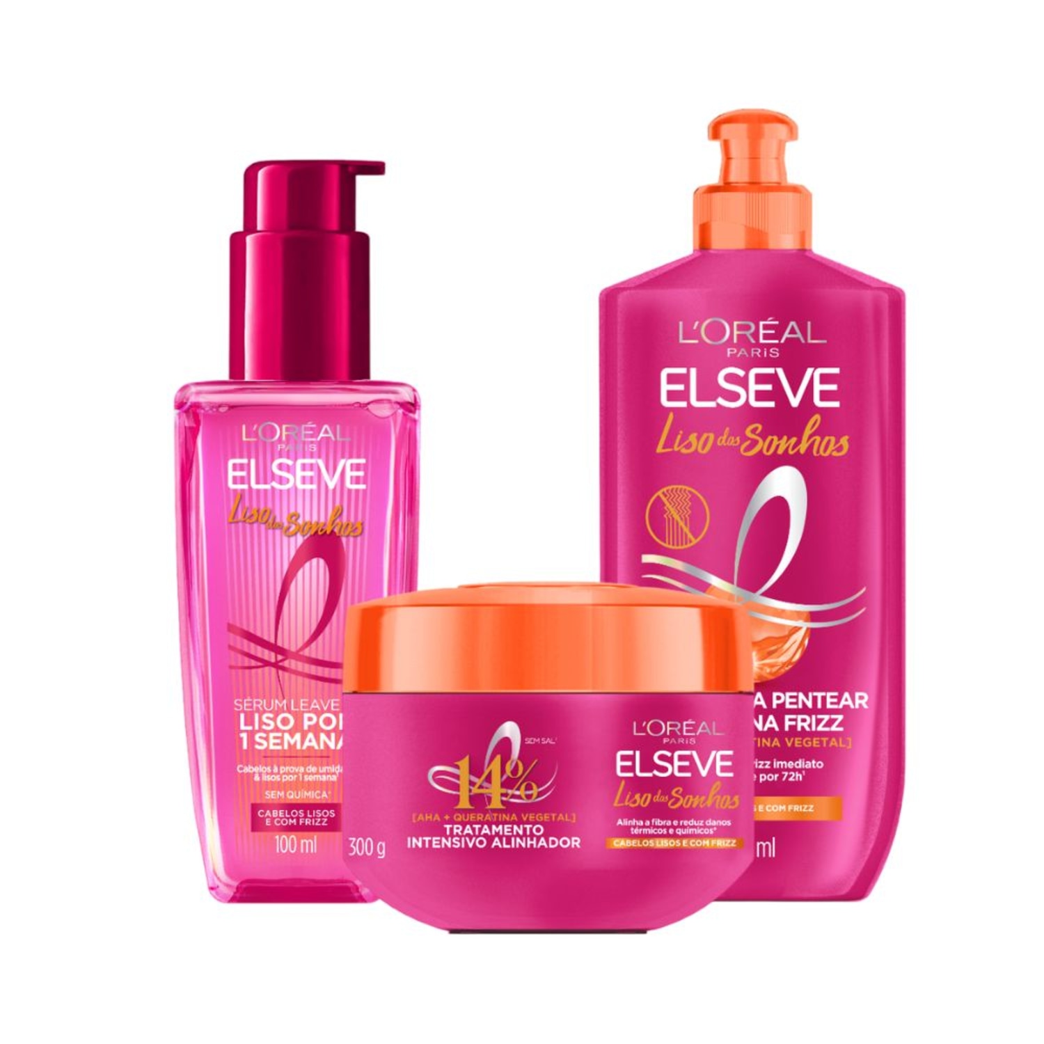 Kit Elseve L’Oréal Paris Liso dos Sonhos Trio Power (3 Produtos)