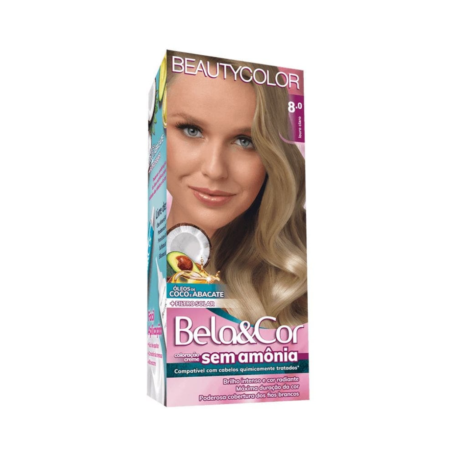 Tintura Bela Cor Kit Sem Amônia 8.0 Louro Claro