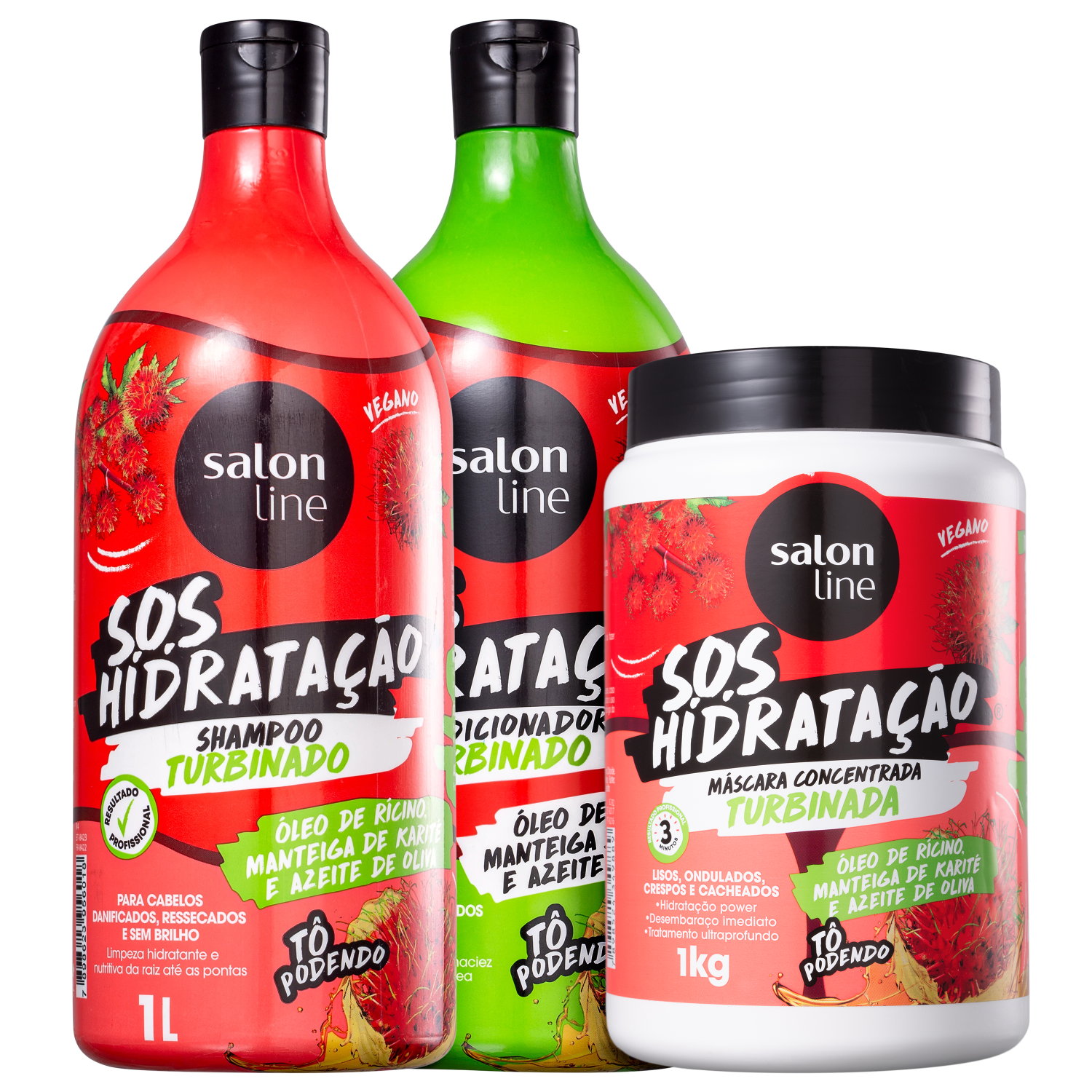Kit Salon Line S.O.S Hidratação Turbinada Salon Trio (3 Produtos)