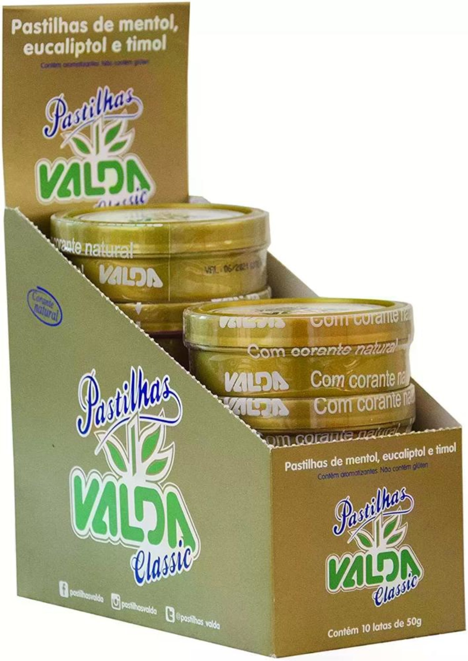 Pastilha Valda Classic Display Com 10 Latas De 50g Cada