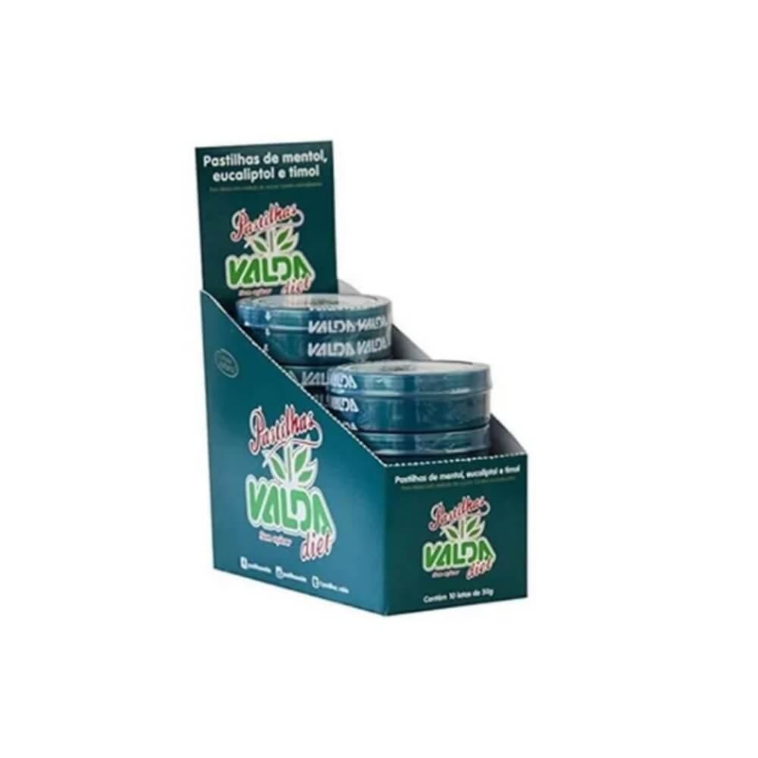 Pastilha Valda Diet Caixa Com 10 Latas De 50g Cada