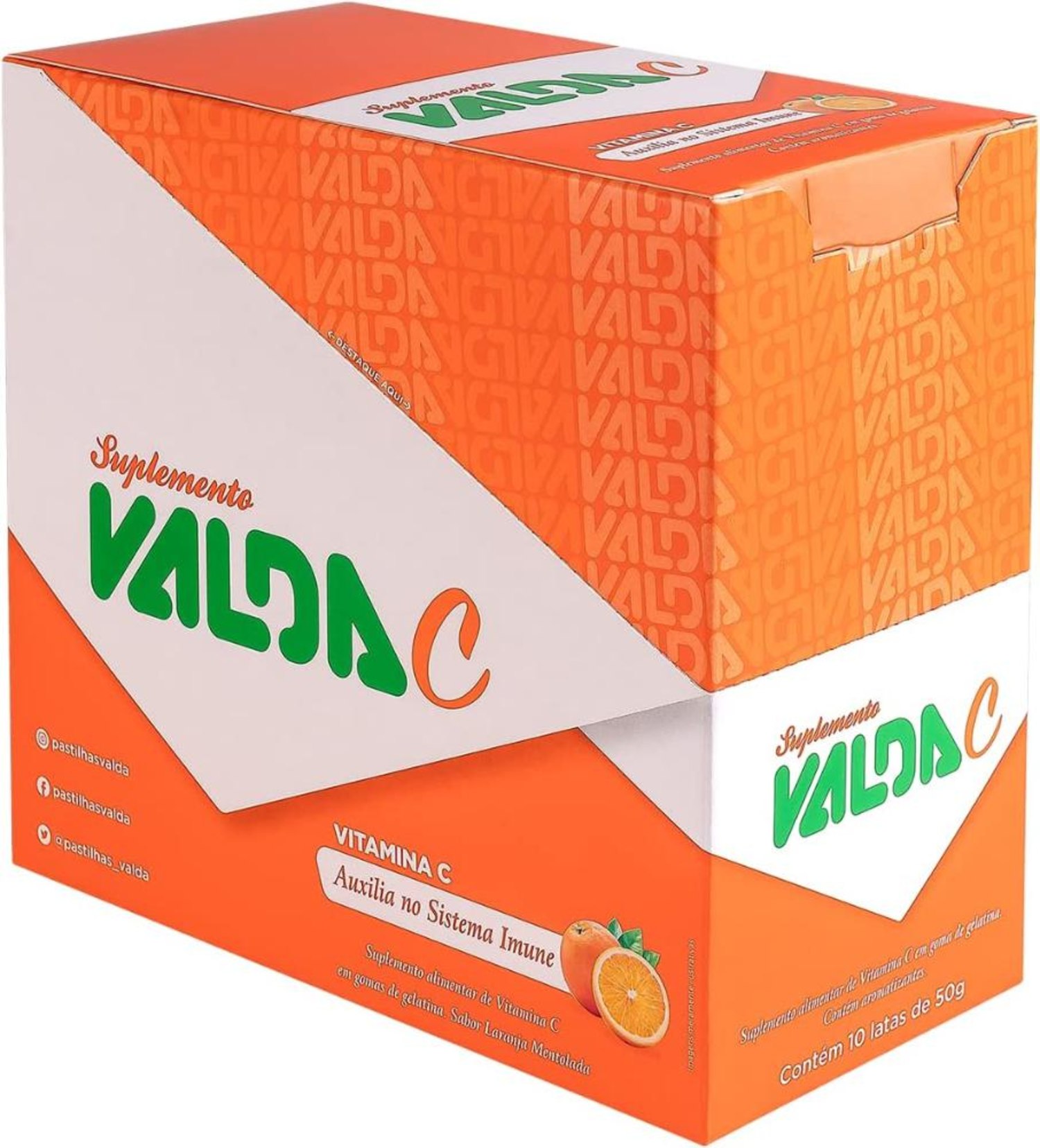 Valda C Sabor Laranja Mentolada Com 10 Latas De 50g Cada