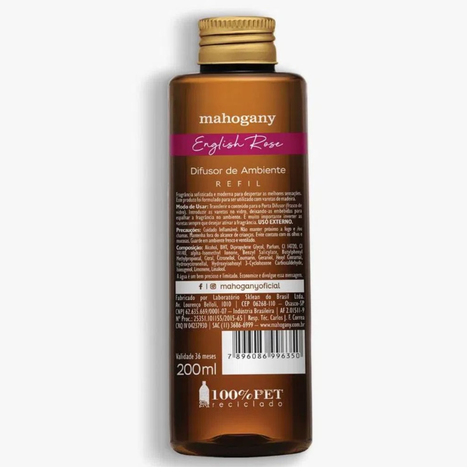 Refil Difusor De Ambiente English Rose 200 Ml Mahogany