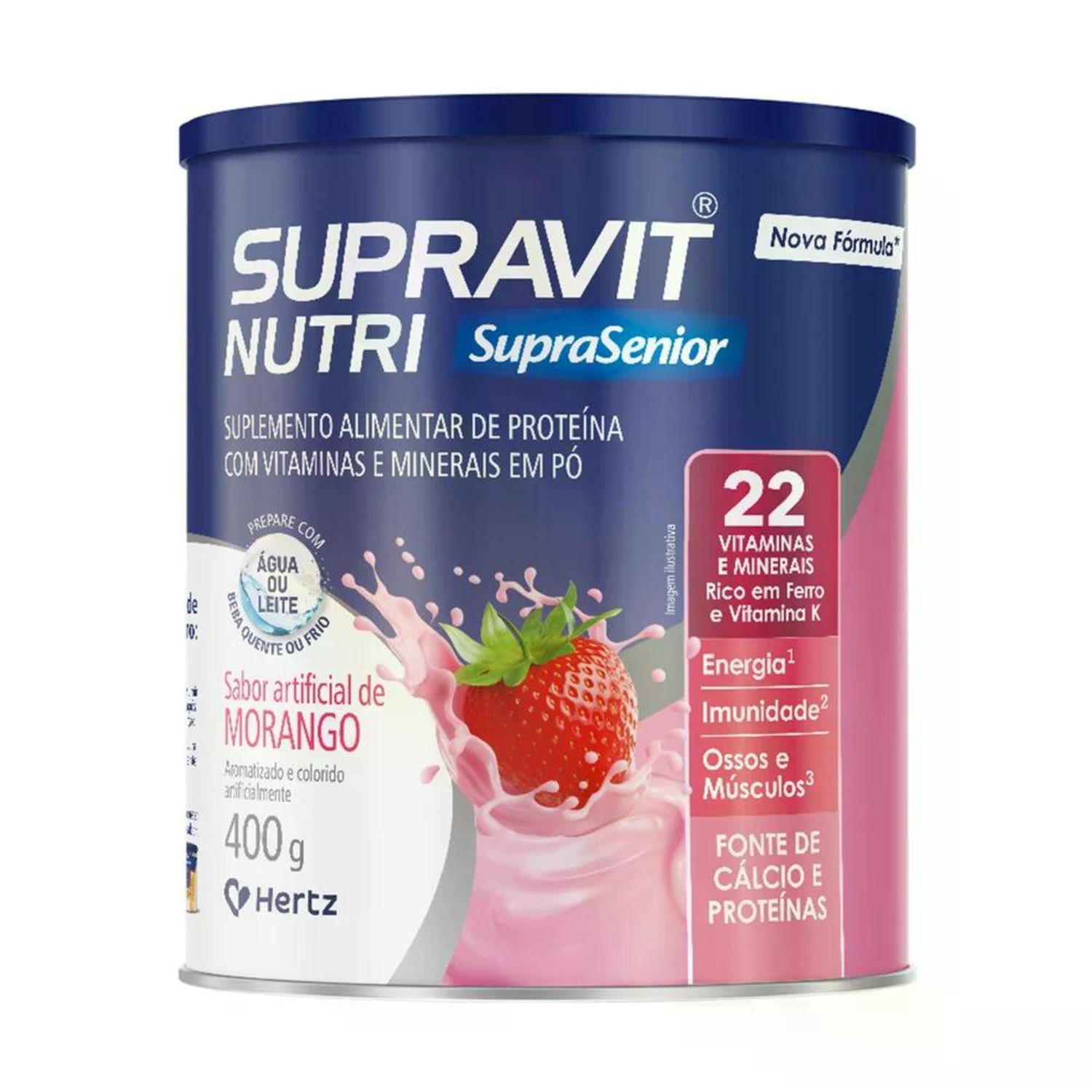 Suplemento Alimentar Supravit Nutri Sabor Morango 400g