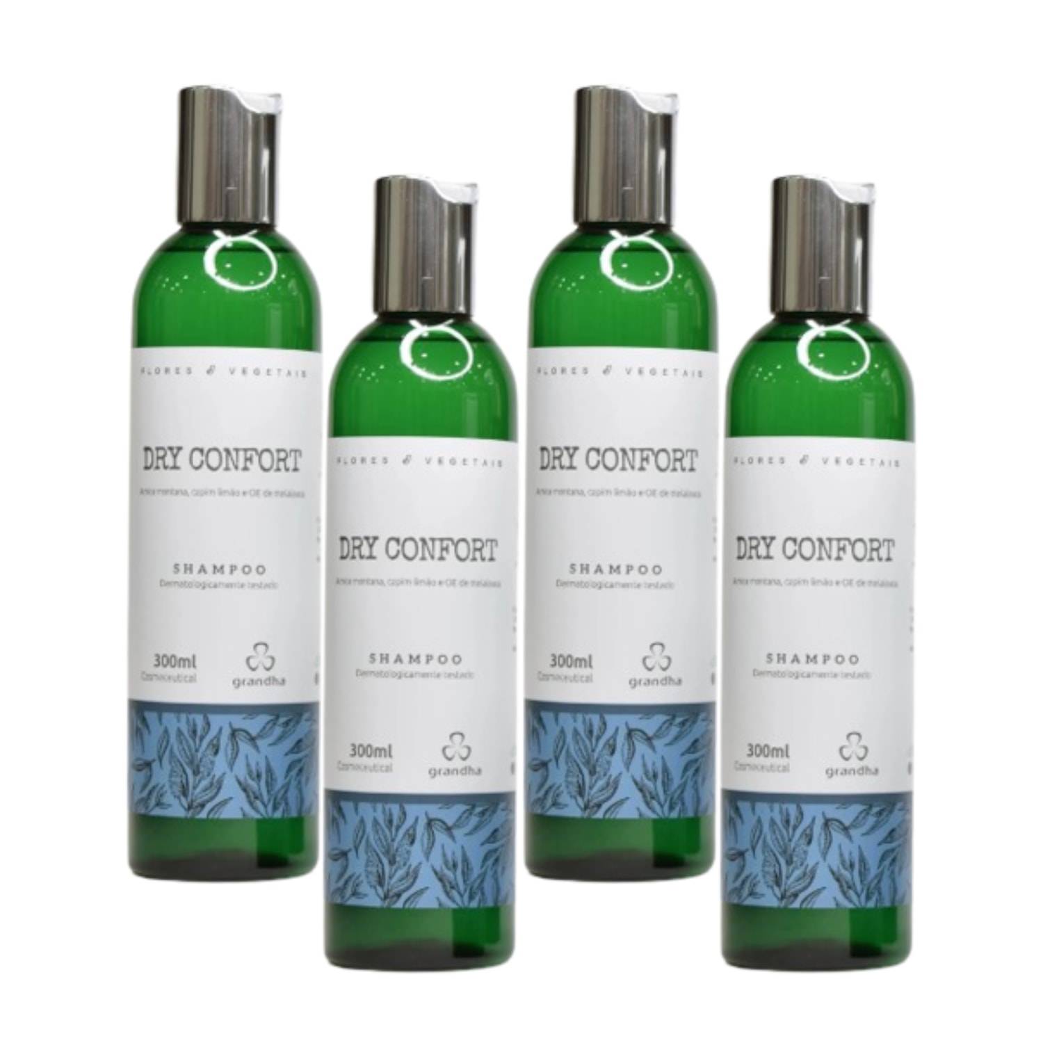 04 Shampoo Dry Confort Flores E Vegetais Raiz Oleosa 300ml