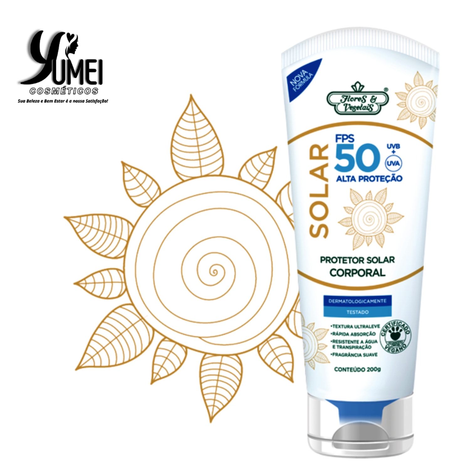 Protetor Solar Corporal FPS 50 Flores e Vegetais 200g