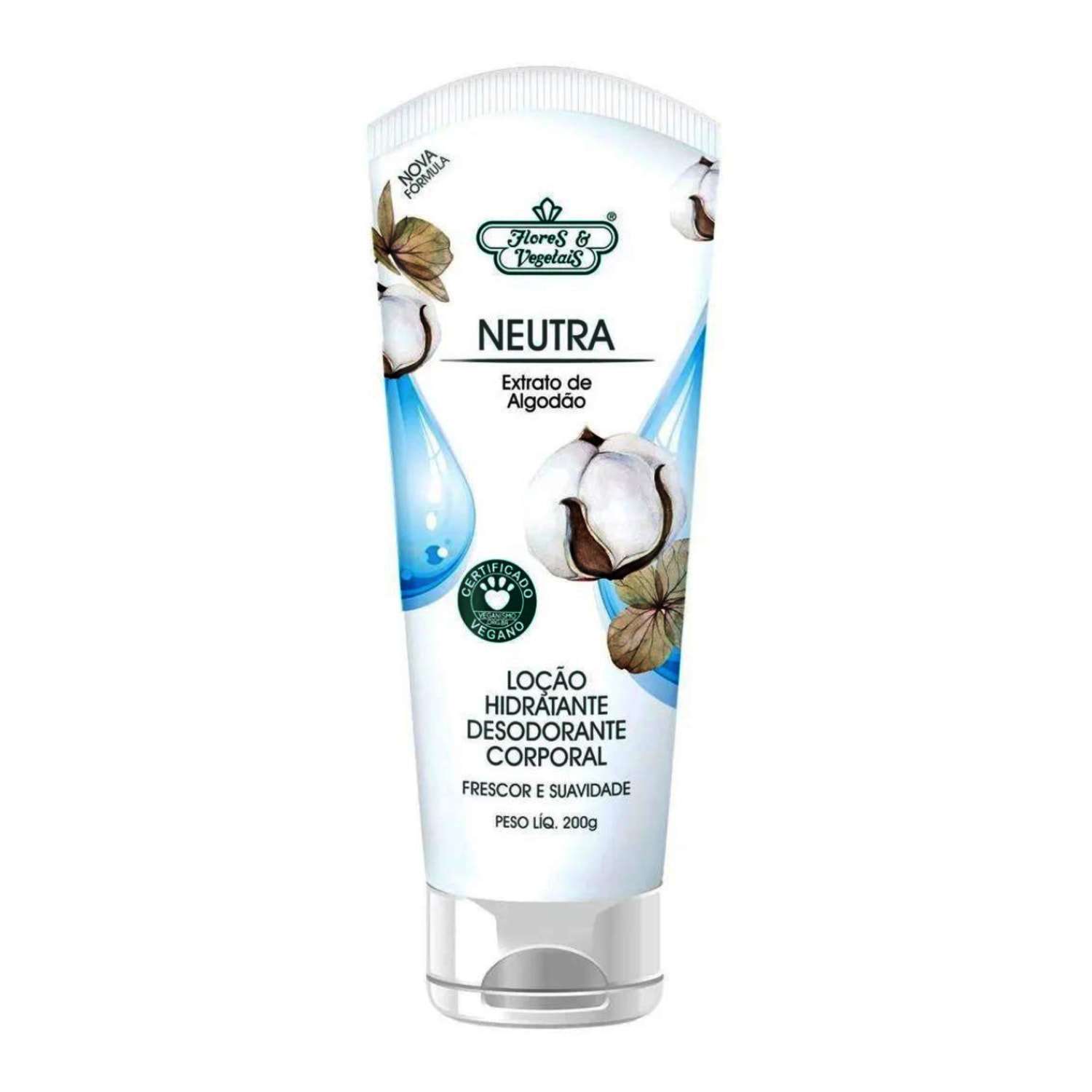 LOCAO HIDRATA CORPO NEUTRA ALGODAO 200G FLORES E VEGETAIS