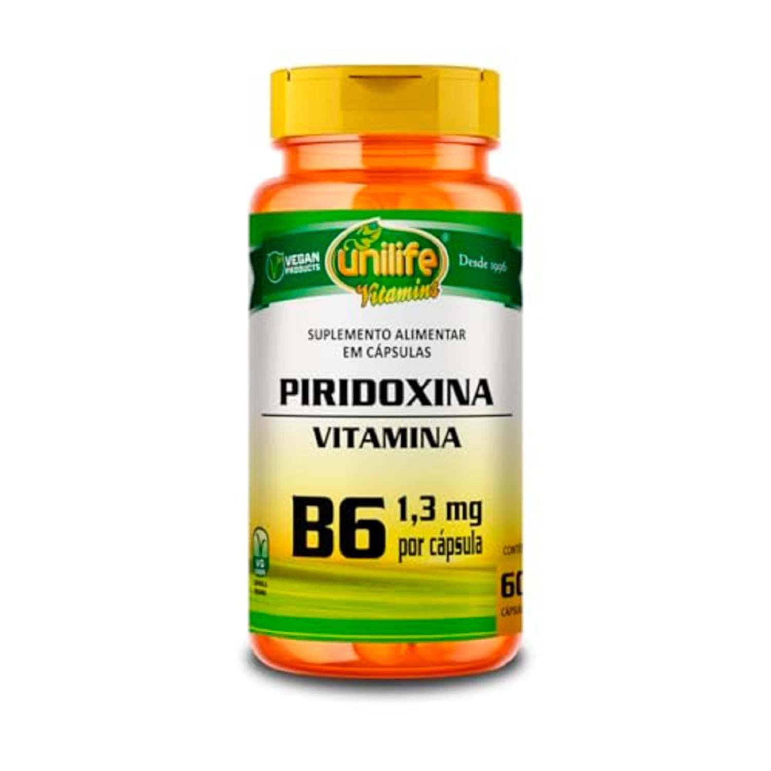 Suplemento Alimentar Vitamina B6 1,3mg Piridoxina Unilife 60 Cápsulas