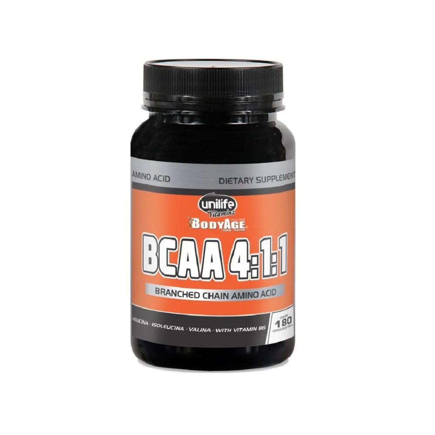 Suplemento Alimentar BCAA 4:1:1 BodyAge Unilife 180 Cápsulas