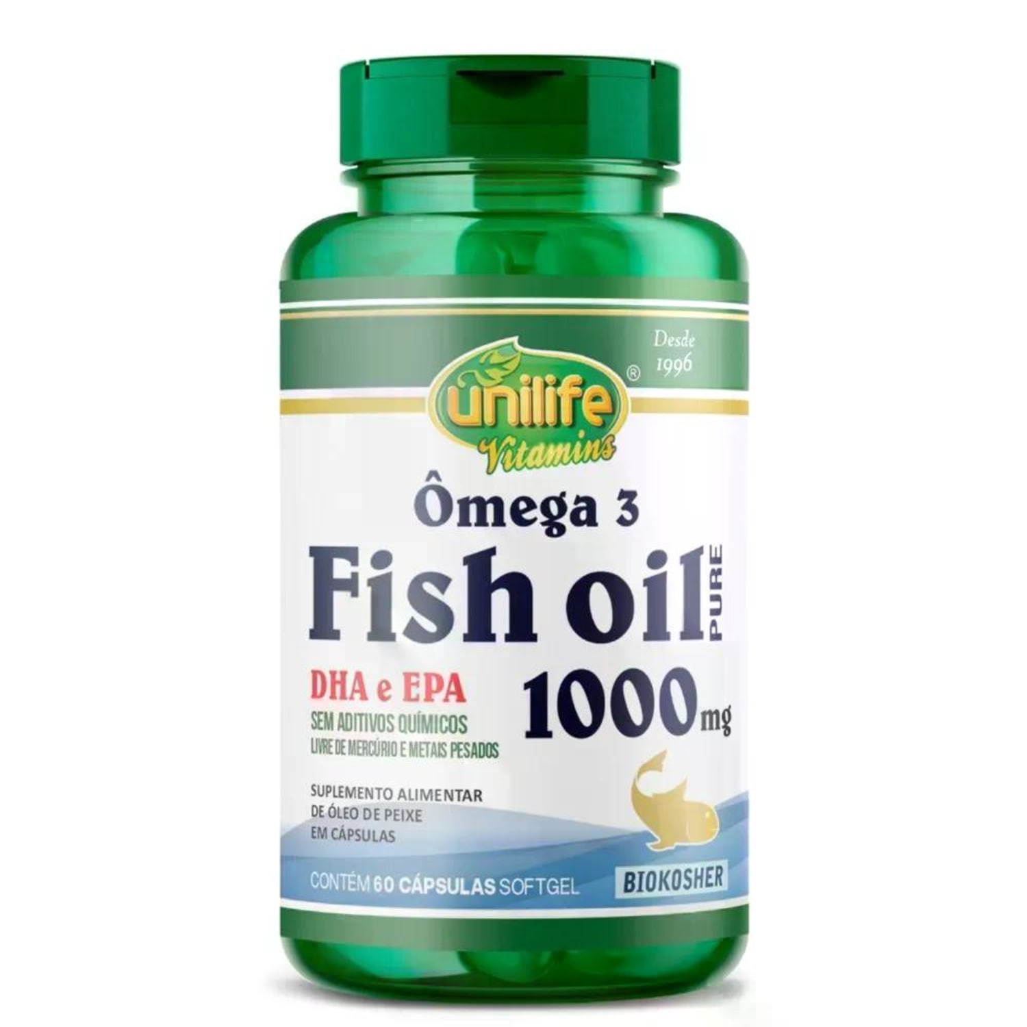 Suplemento Alimentar Ômega 3 Fish Oil Pure 1000mg Unilife 60 Cápsulas