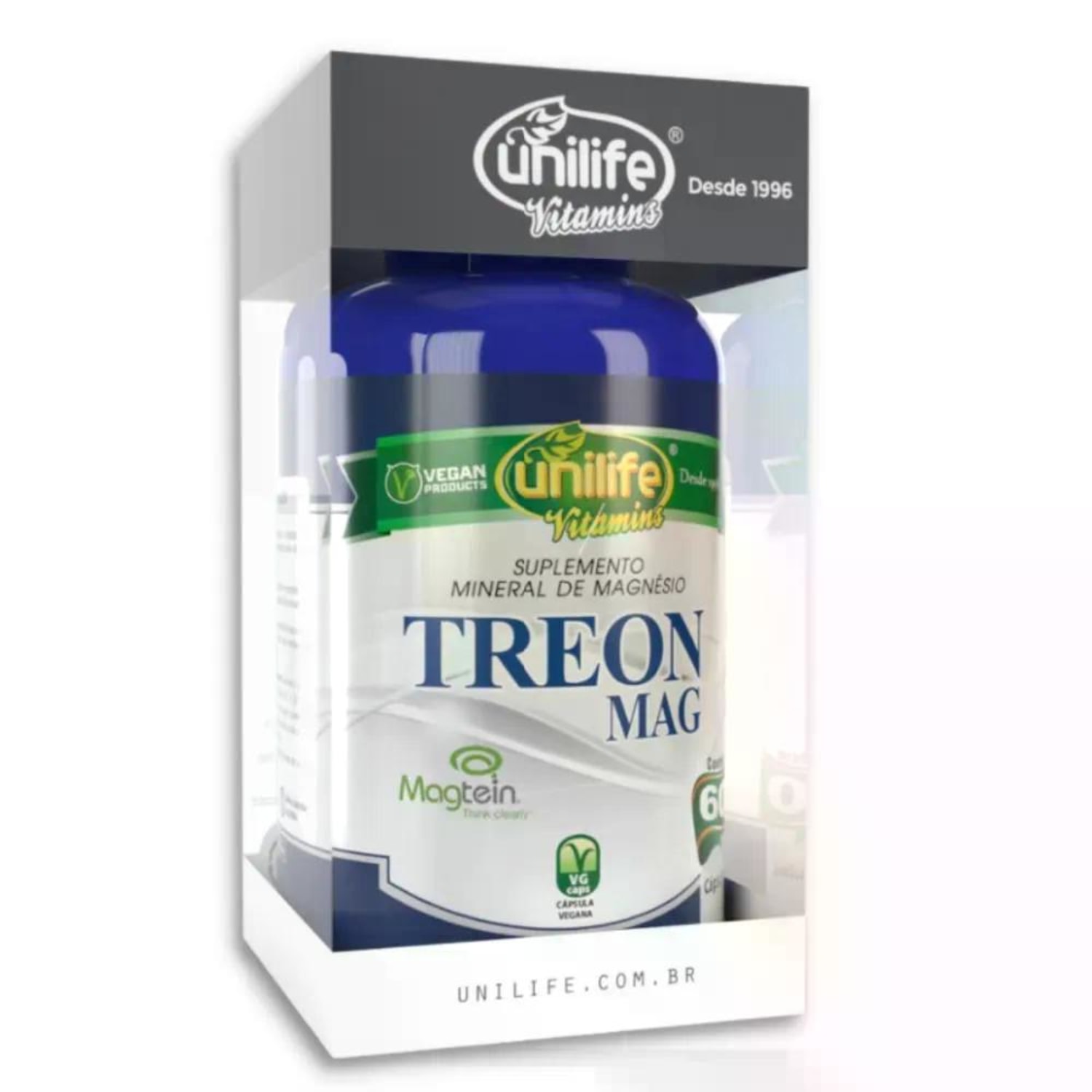 Suplemento Alimentar Treon Mag Magnésio Treonato Unilife 60 Cápsulas
