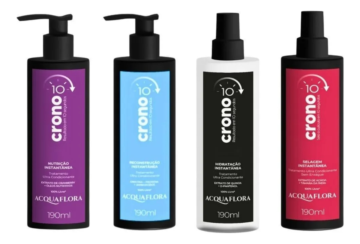 Kit Acquaflora Crono 10 Cronograma Completo (4 Produtos)