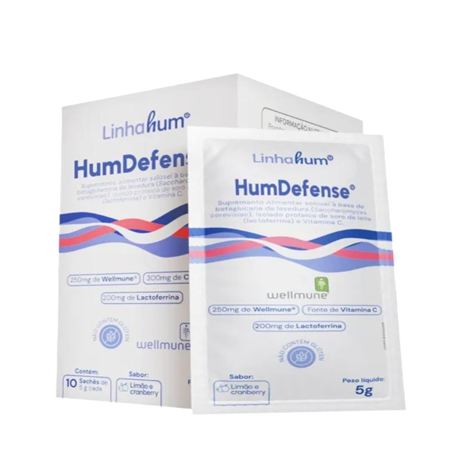 Suplemento Alimentar HumDefense LinhaHum Sabor Limão E Cranberry 10 Sachês De 5g Cada