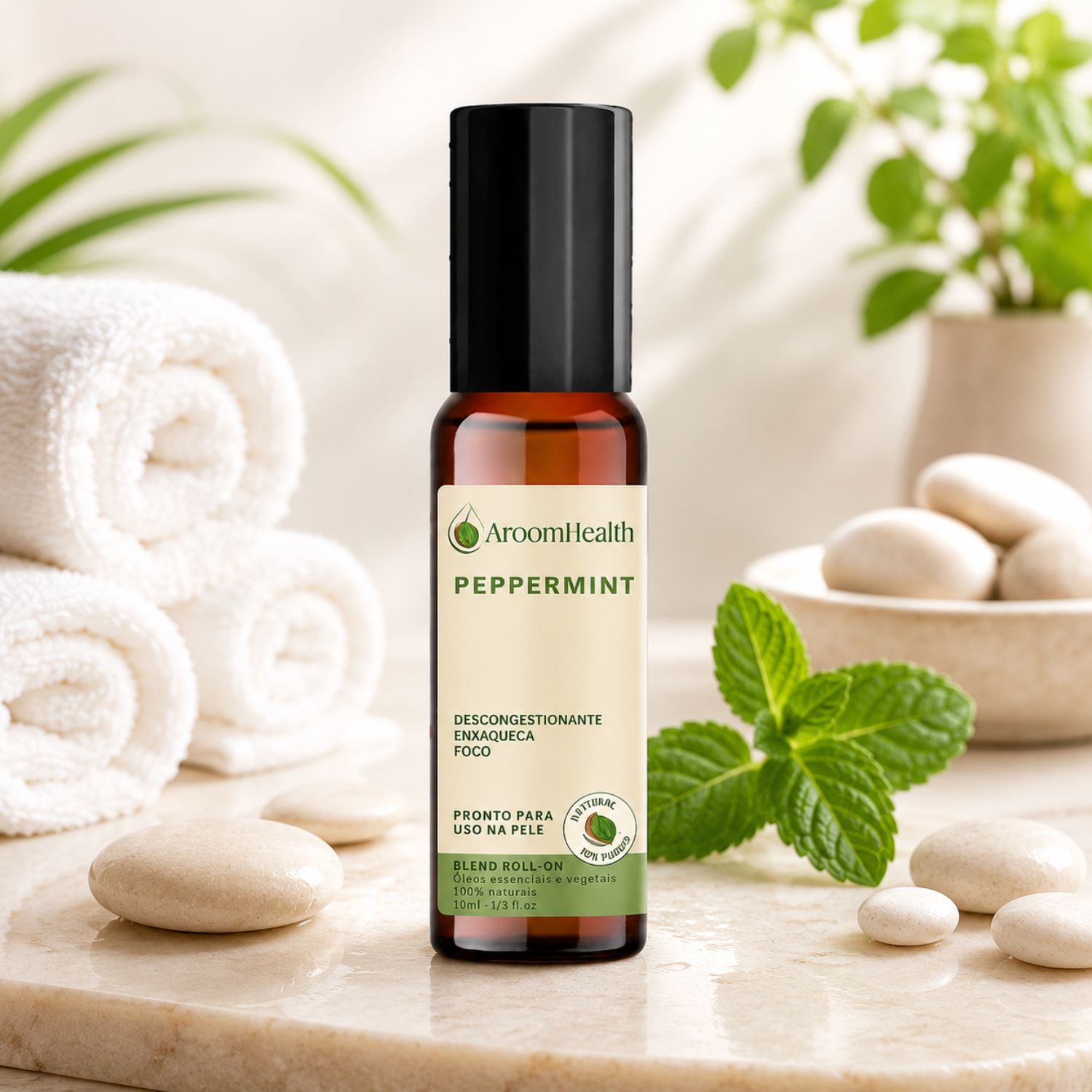 Óleo Essencial Peppermint Roll-on 10ml Aroomhealth Refrescante