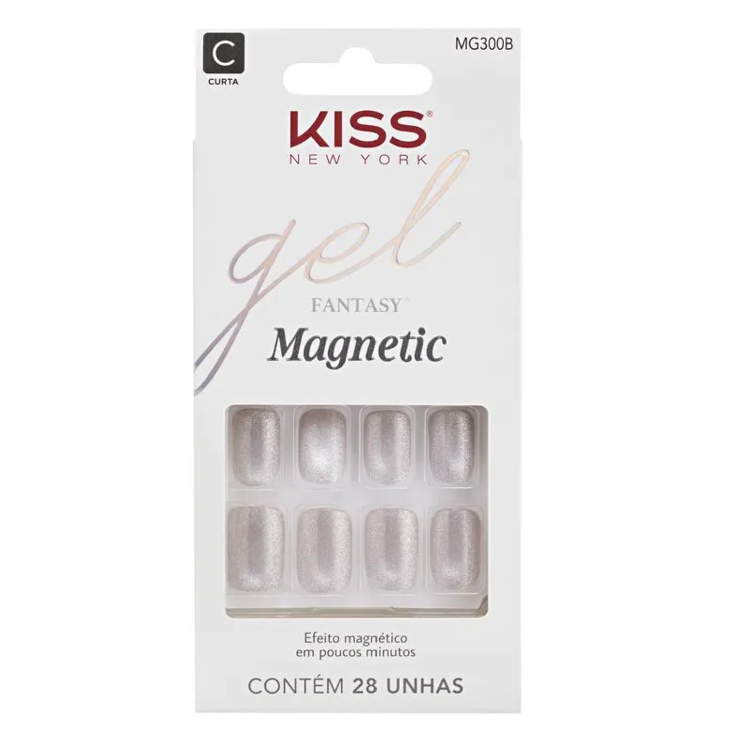 Kiss New York Fantasy Magnetic Nail Curta Crystal - Unhas Postiças em Gel (28 Unidades)