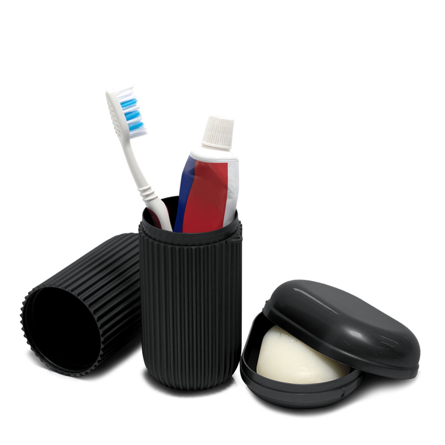 Kit de Higiene Porta Escova + Saboneteira Preto - Santa Clara