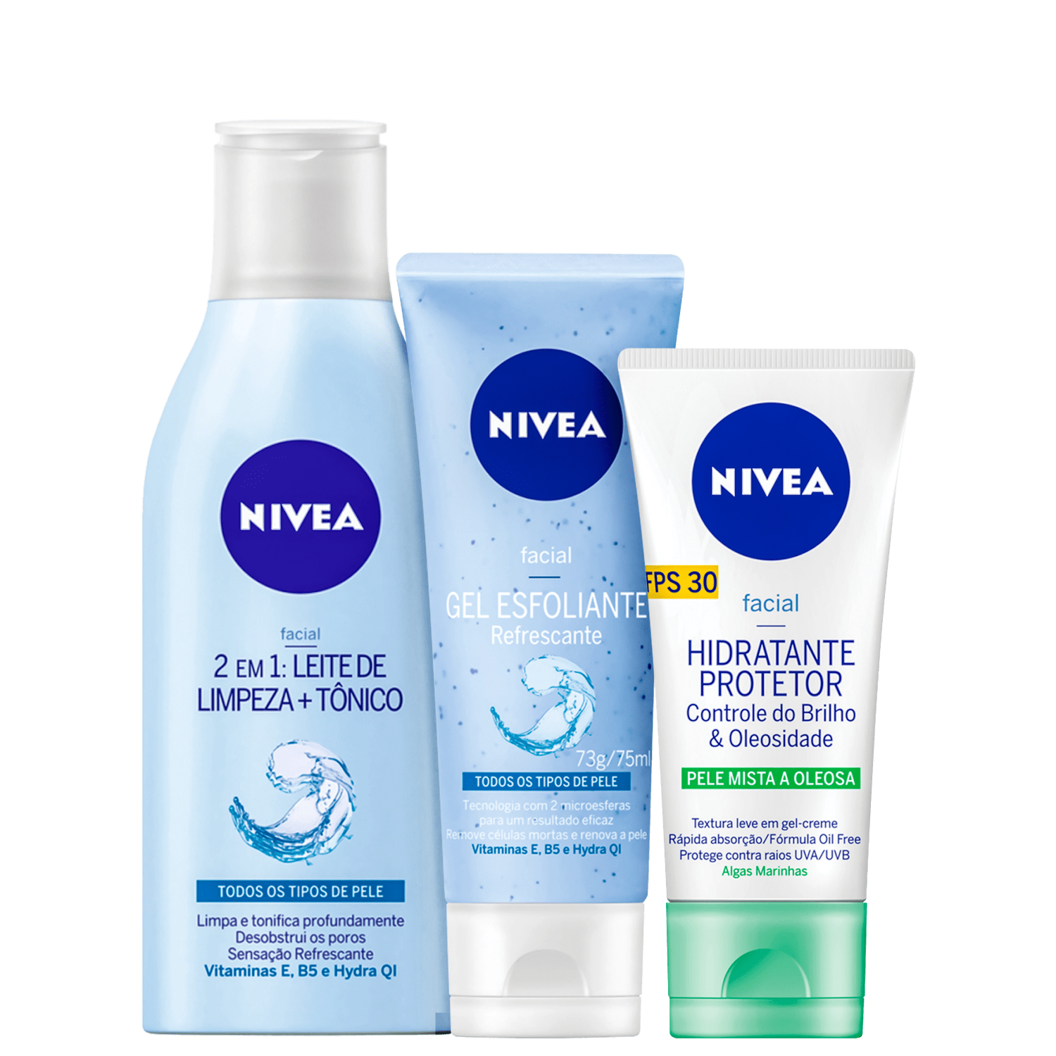 Kit NIVEA Limpeza Profunda + Hidratação Controle do Brilho (3 Produtos)
