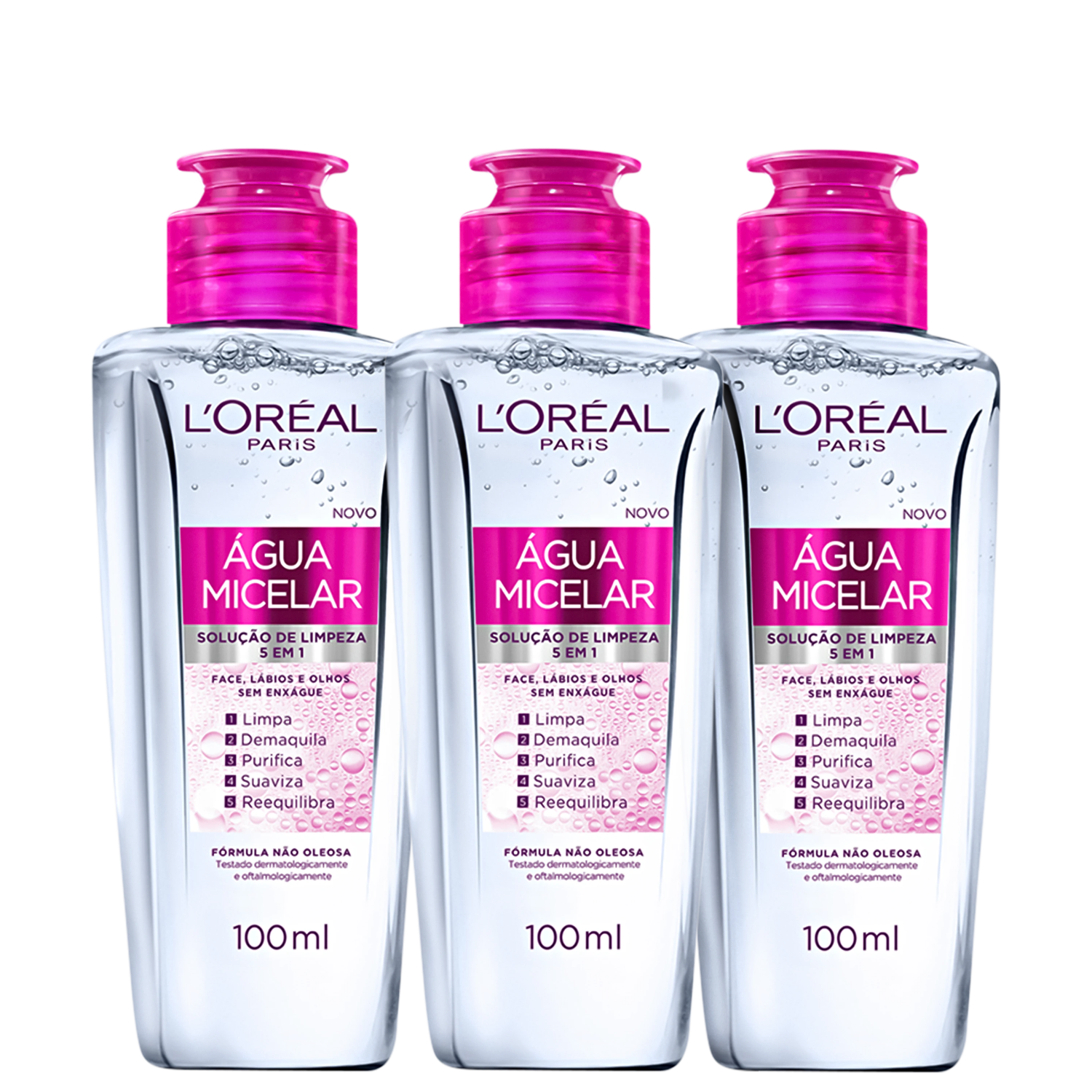 Kit L'Oréal Paris Dermo Expertise Água Micelar 5 em 1 - Água Demaquilante 3x100ml