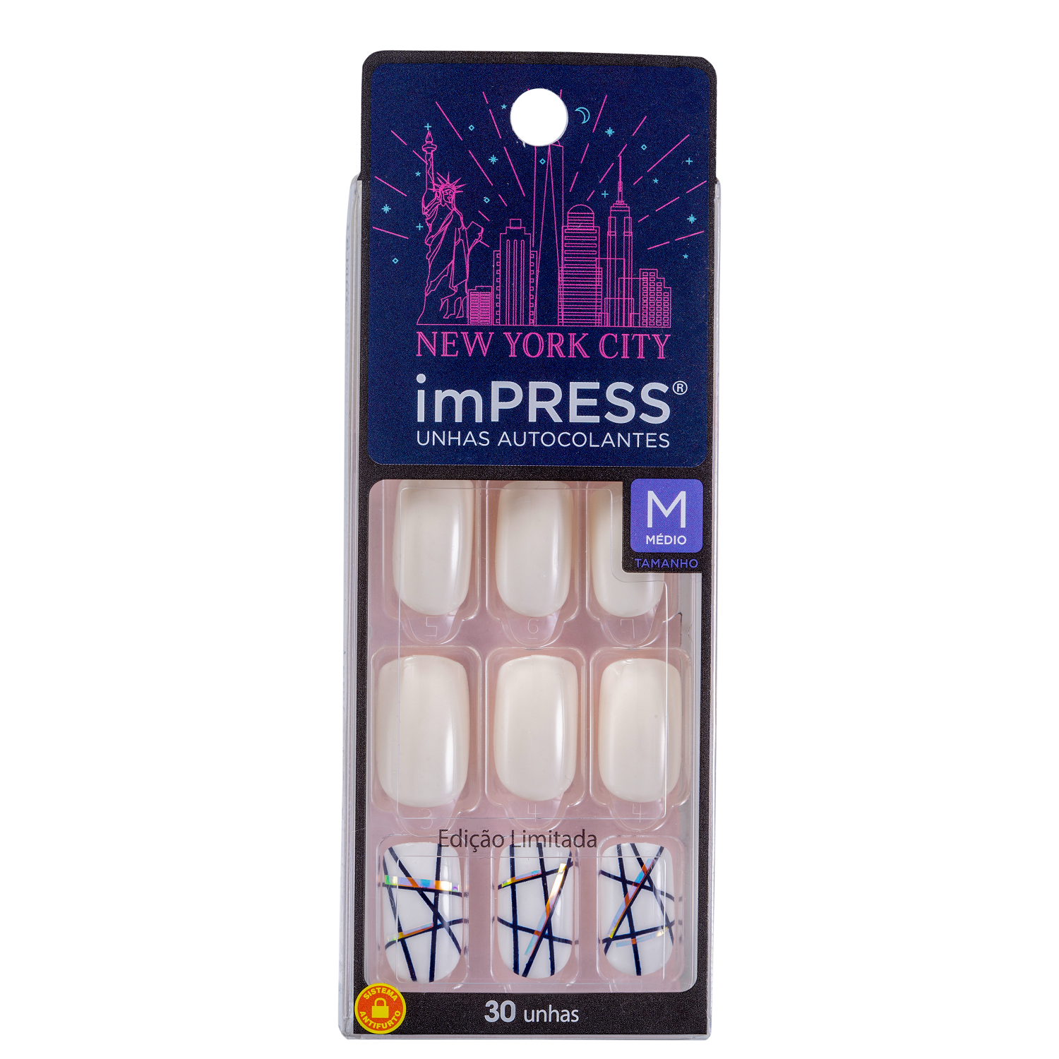 Kiss New York imPRESS Médias 5th Avenue - Unhas Postiças Autocolantes (30 Unidades)