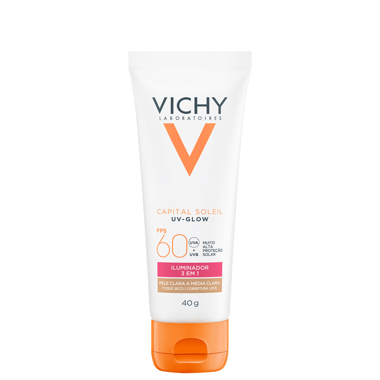 Vichy Capital Soleil Radiance UV-Glow FPS 60 Pele Clara a Média Clara - Protetor Solar com Cor 40g