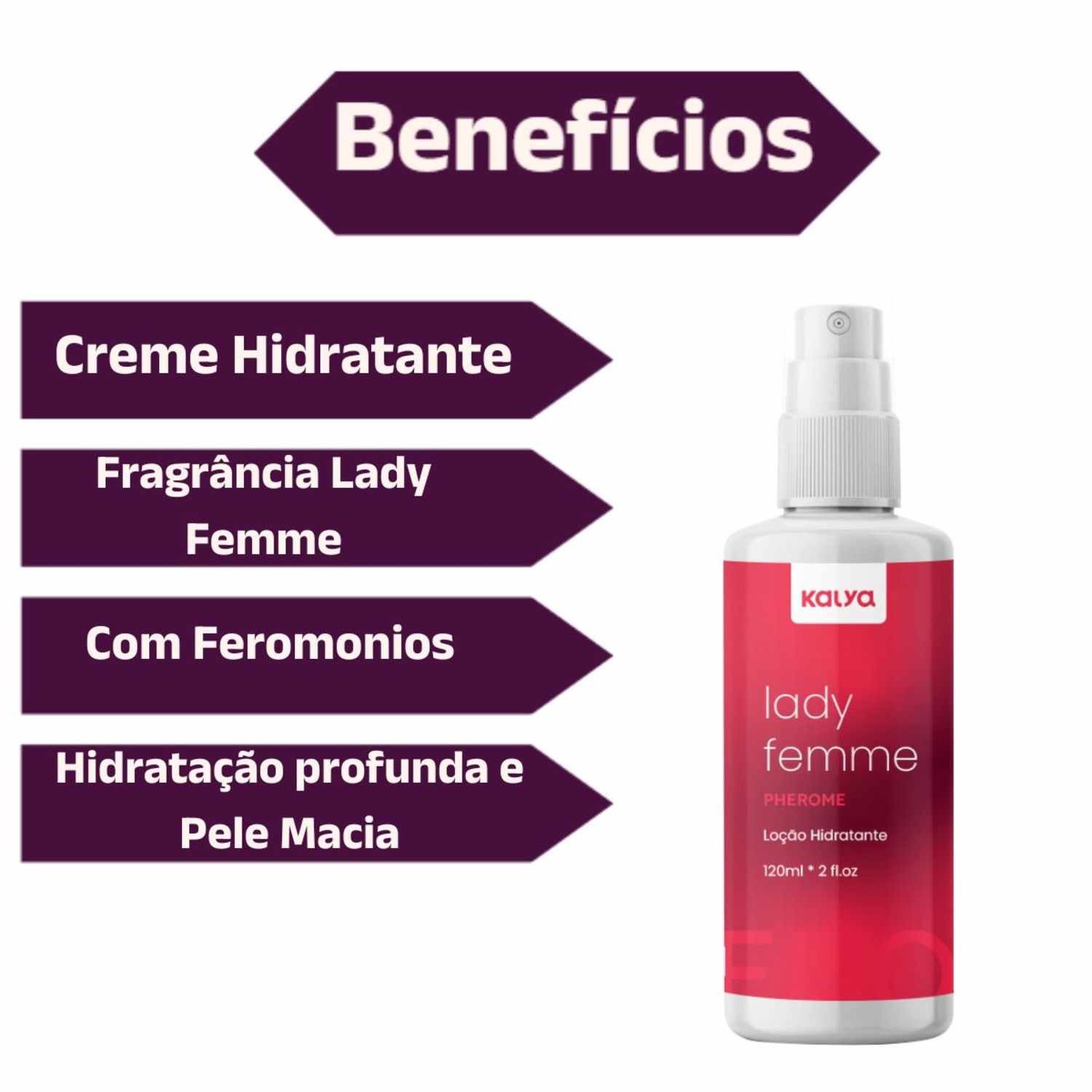 Hidratante Loção lady Femme Perfume Sedução Feromonios Kalya
