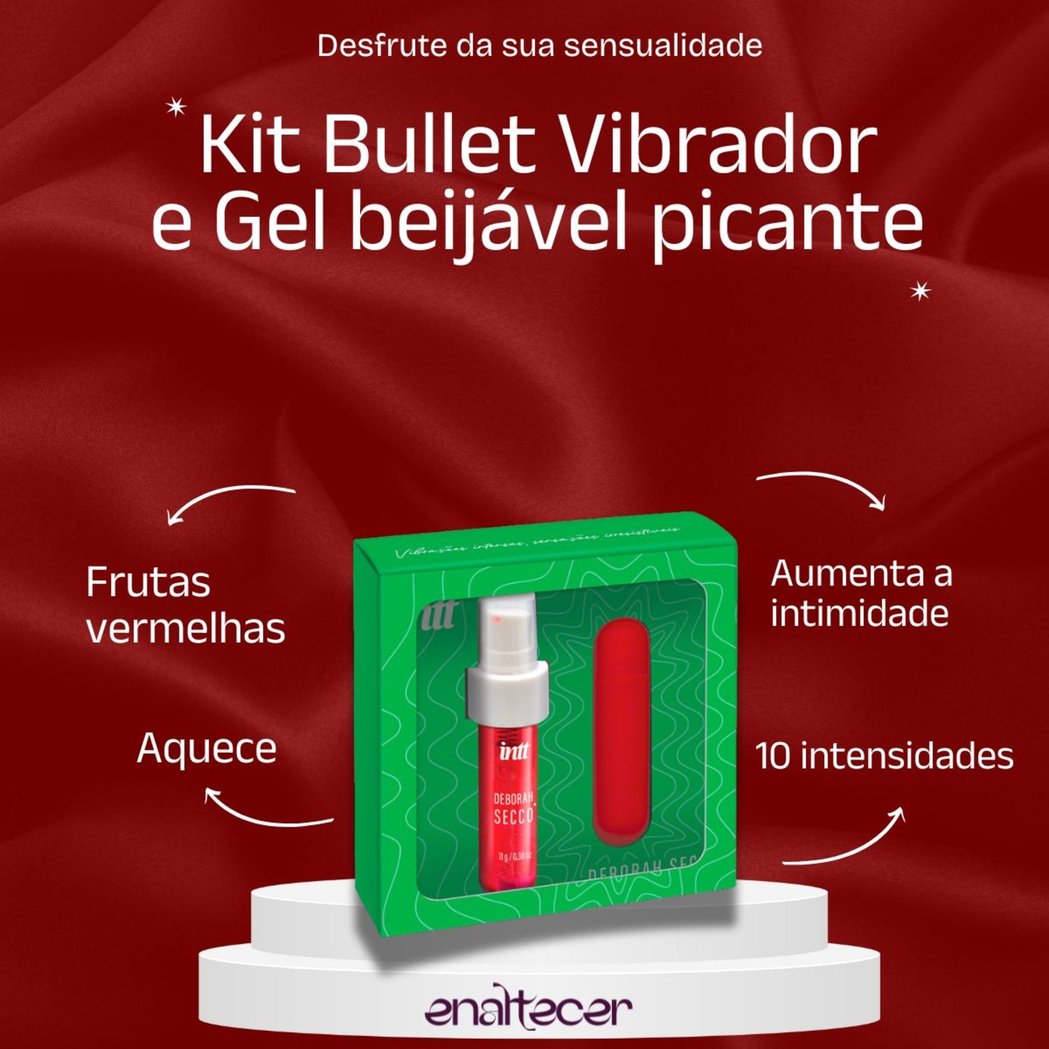 Kit Deborah Secco Bullet Vibrador intimo, Gel Beijável Deborah Secco Picante, Gel intimo Deborah Secco
