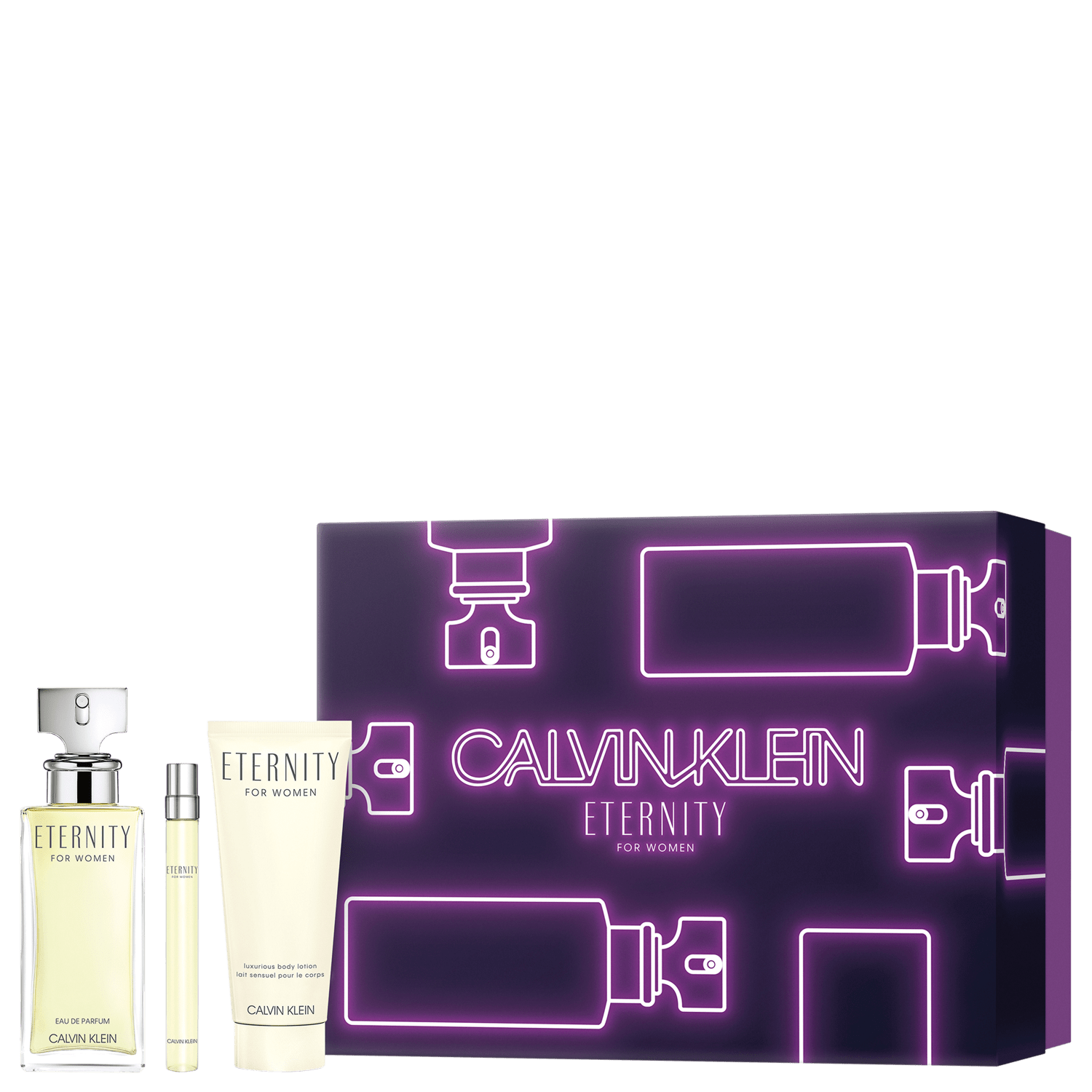 Conjunto Eternity for Women Calvin Klein Feminino - Eau de Parfum 100ml + Eau de Parfum 10ml + Loção Corporal 100ml