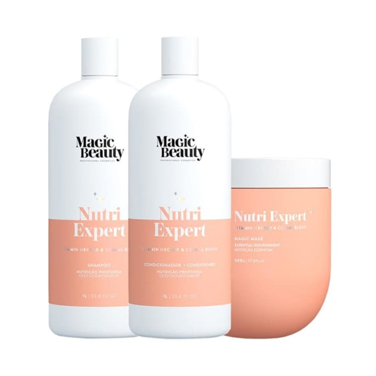 Kit Magic Beauty Nutri Expert Shampoo, Condicionador 1L e Máscara 500g