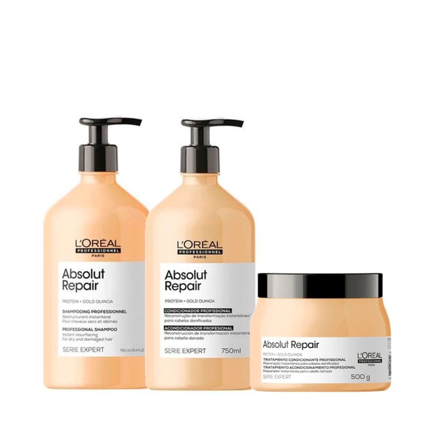 Kit L'Oréal Professionnel Serie Expert Absolut Repair Gold Quinoa + Protein Triple Care (3 Produtos)