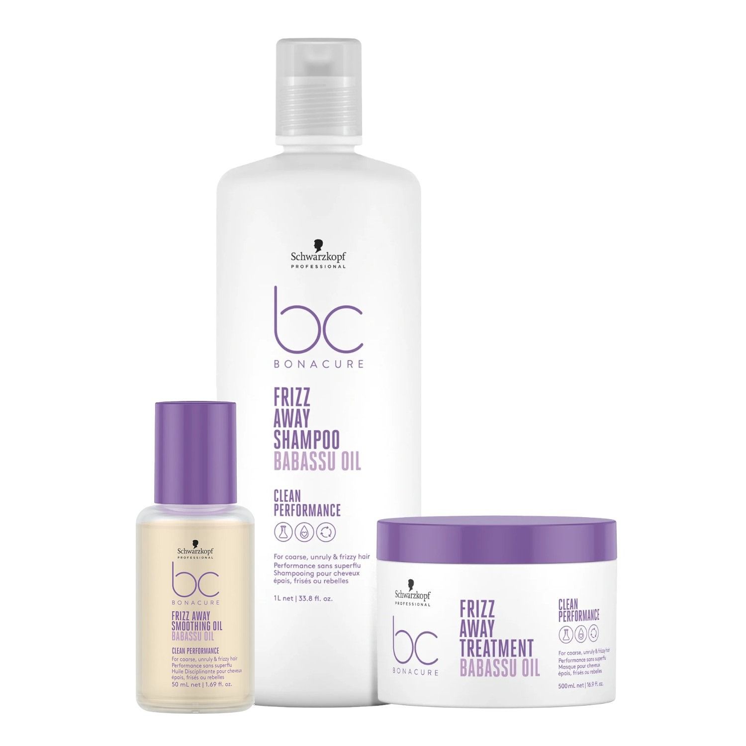 Kit Schwarzkopf Professional BC Clean Performance Frizz Away Salon Essential (3 Produtos)