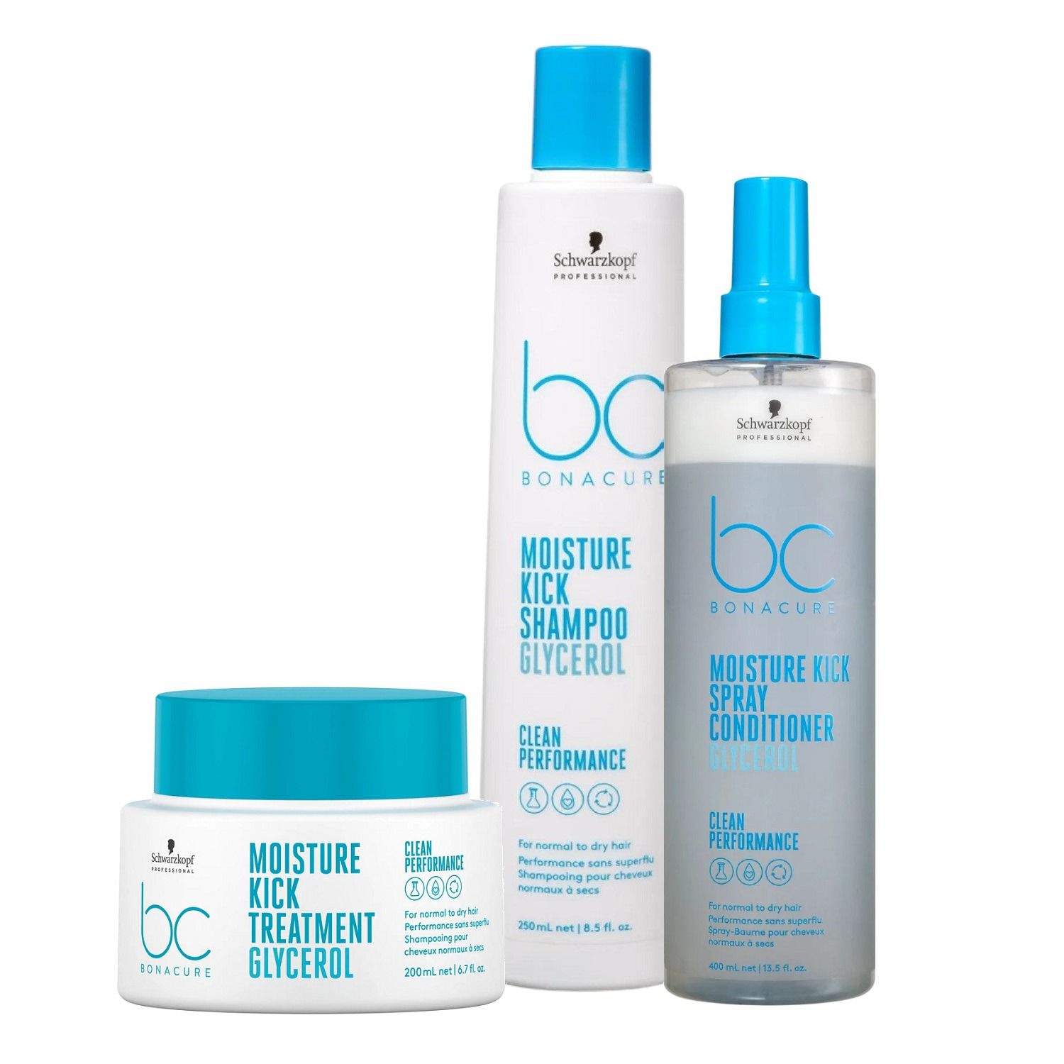 Kit Schwarzkopf Professional BC Bonacure Moisture Kick Glycerol Trio Mask (3 Produtos)