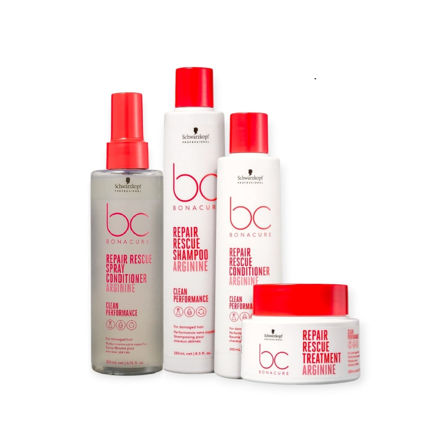 Kit Schwarzkopf Bc Repair Rescue - Shampoo 250ml + Condicionador 200ml + Máscara 200ml + Spray Conditioner 200ml