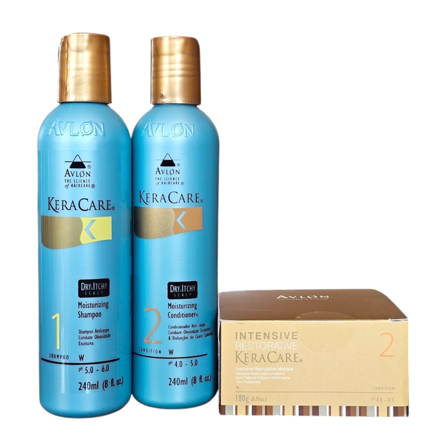 Kit Avlon Keracare Dry & Itchy Scalp Shampoo 240ml + Condicionador 240ml + Restorative Máscara 180g
