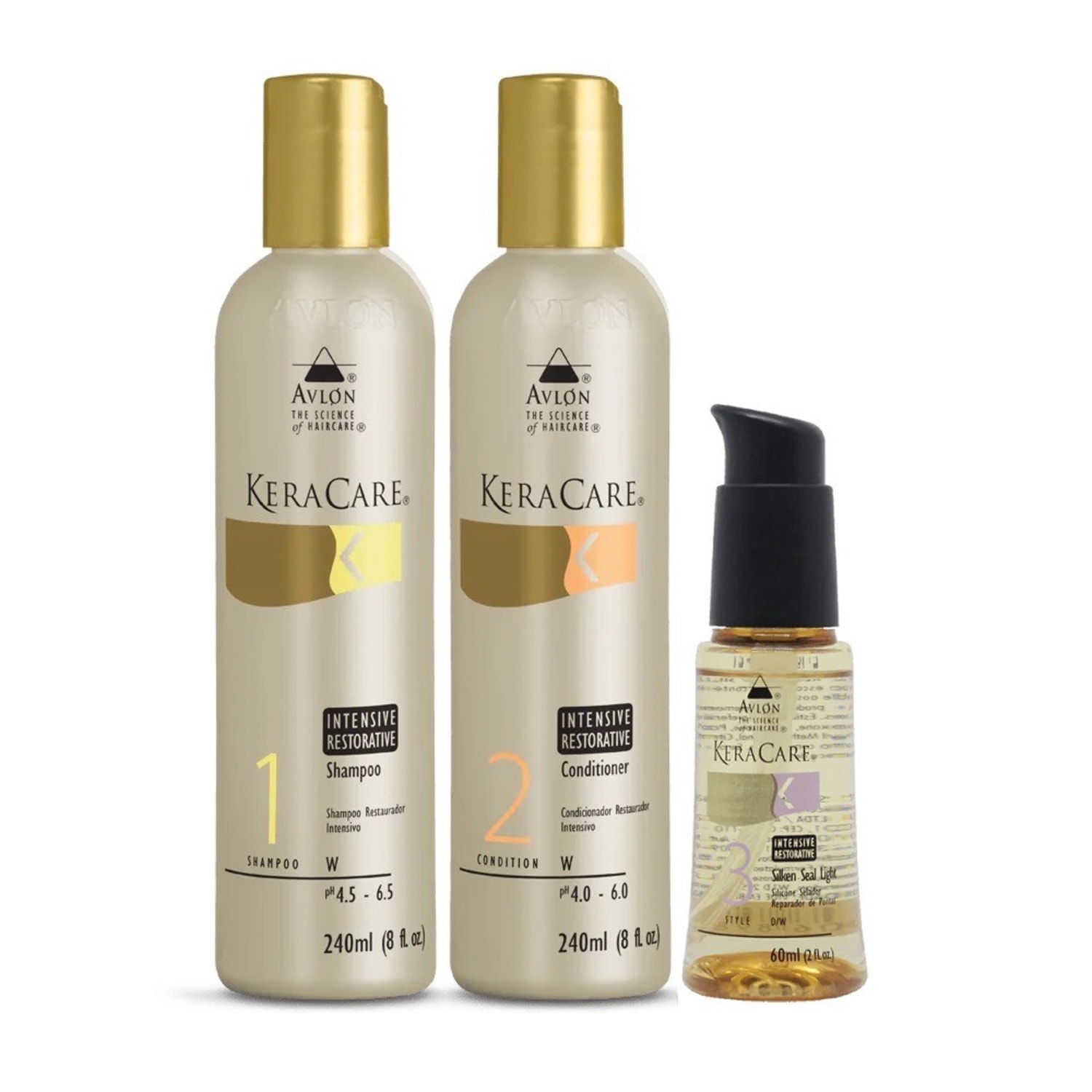 Kit Avlon KeraCare - Shampoo Intensive Restorative 240ml + Condicionador Intensive Restorative 240ml + Silken Seal 60ml
