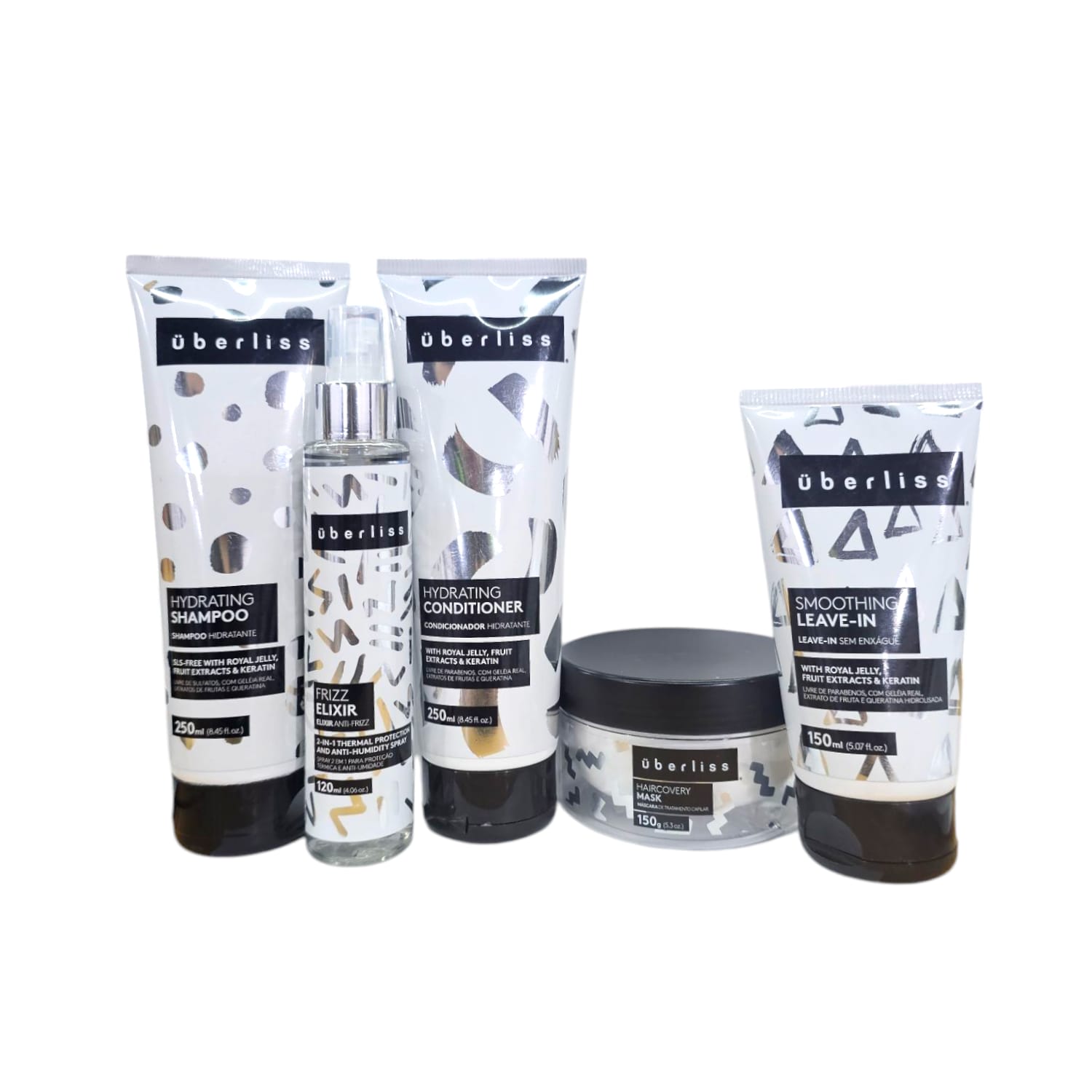 Kit Avlon Uberliss Hydrating - Shampoo 250ml + Condicionador 250ml + Leave-in Smoothing 150ml + Haircovery Mask Máscara 150g + Frizz Elixir 120ml