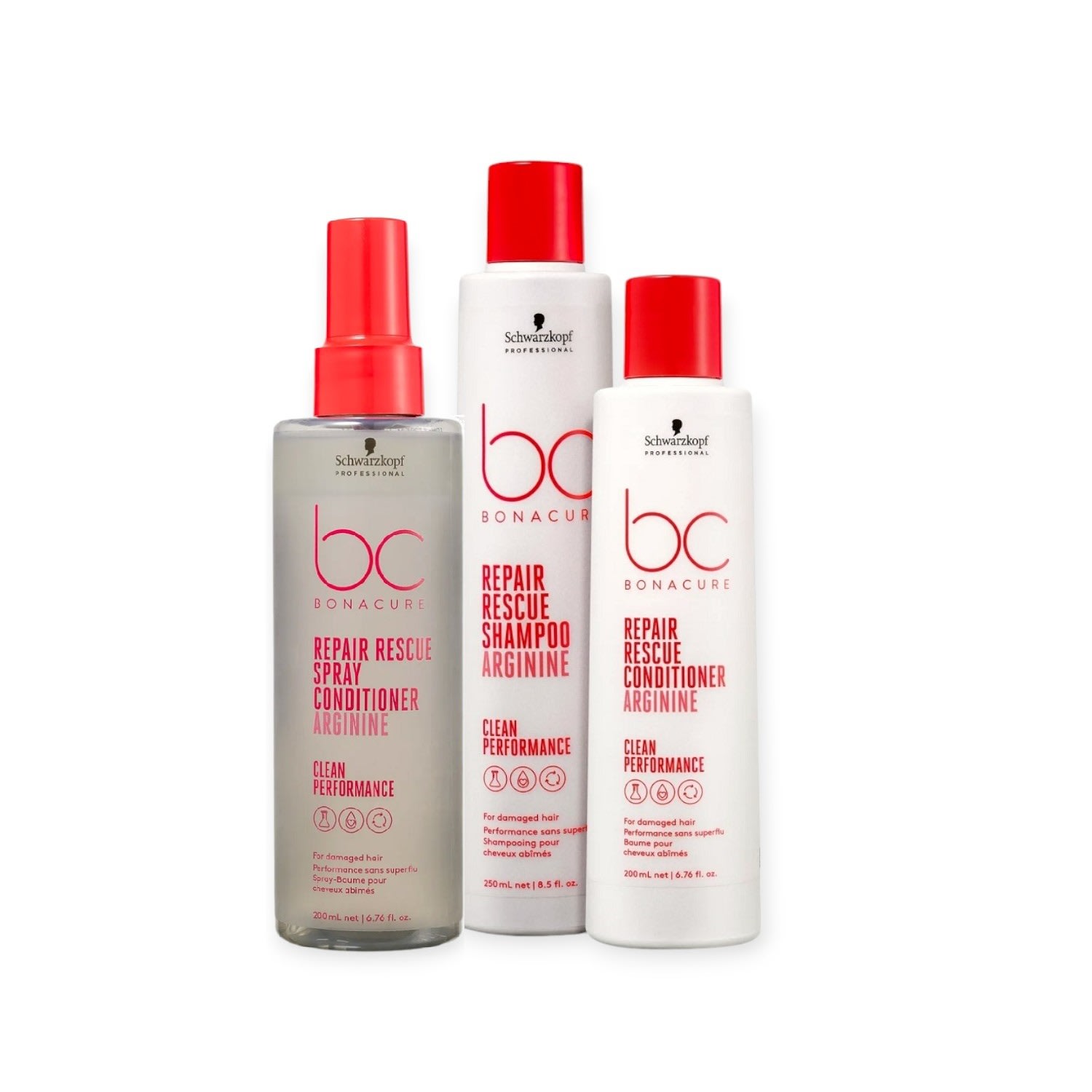 Kit Schwarzkopf Professional BC Bonacure Repair Rescue - Shampoo 250ml + Condicionador 200ml + Spray Conditioner 200ml