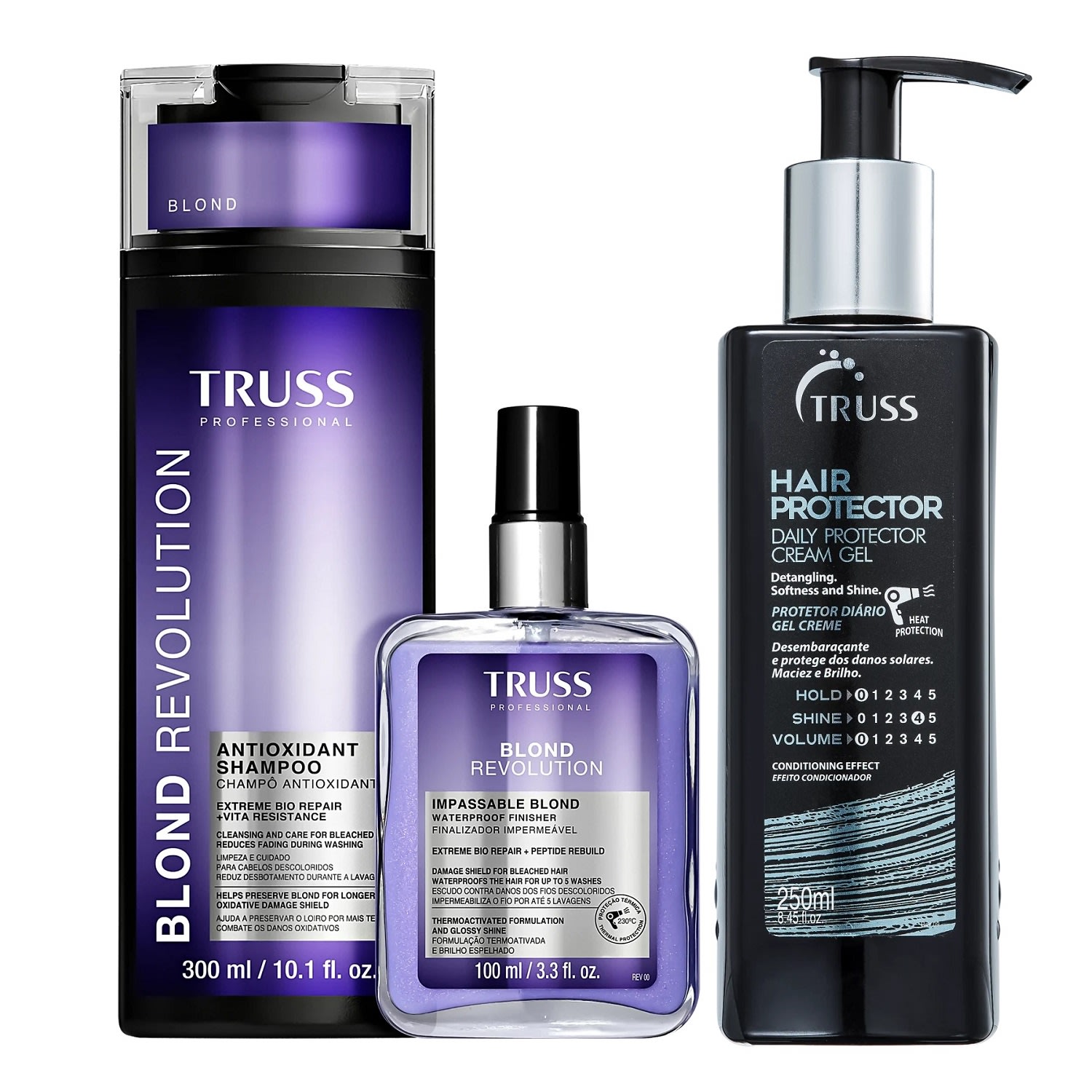 Kit Truss Blond Revolution - Shampoo 300ml + Finalizador 100ml + Hair Protector 250ml