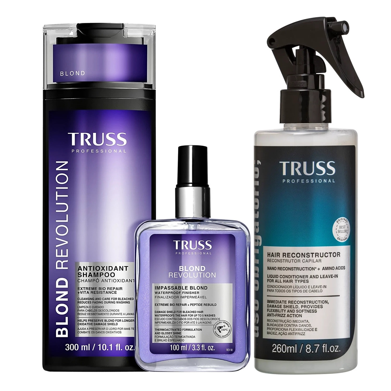 Kit Truss Blond Revolution - Shampoo 300ml + Finalizador 100ml + Uso Obrigatório Spray 260ml
