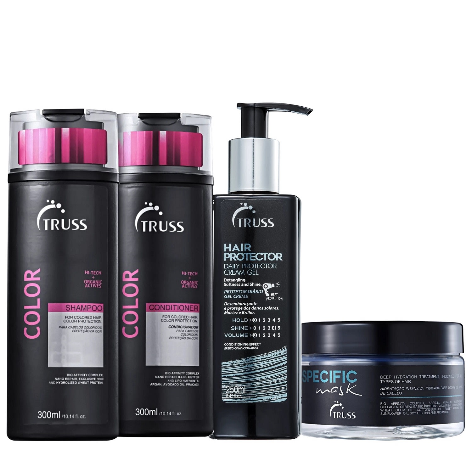 Kit Truss Color - Shampoo 300ml + Condicionador 300ml + Hair Protector 250ml + Máscara Specific 180g