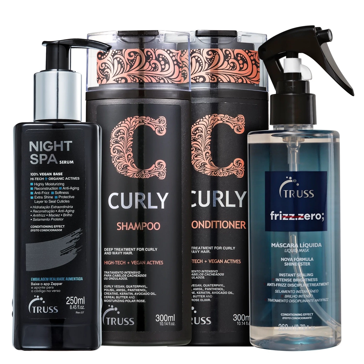 Kit TRUSS Curly + Night SPA + Frizz Zero (4 Produtos)
