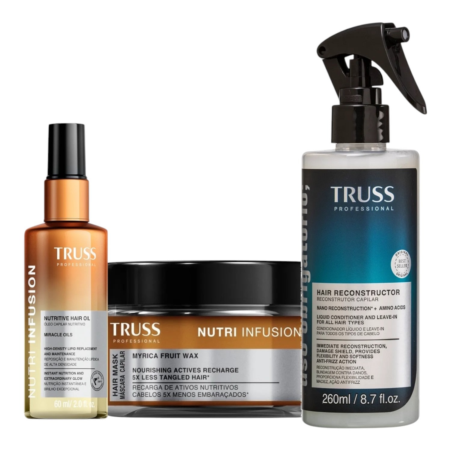 Kit Truss Nutri Infusion - Óleo 60ml + Máscara 180g + Uso Obrigatório Spray 260ml