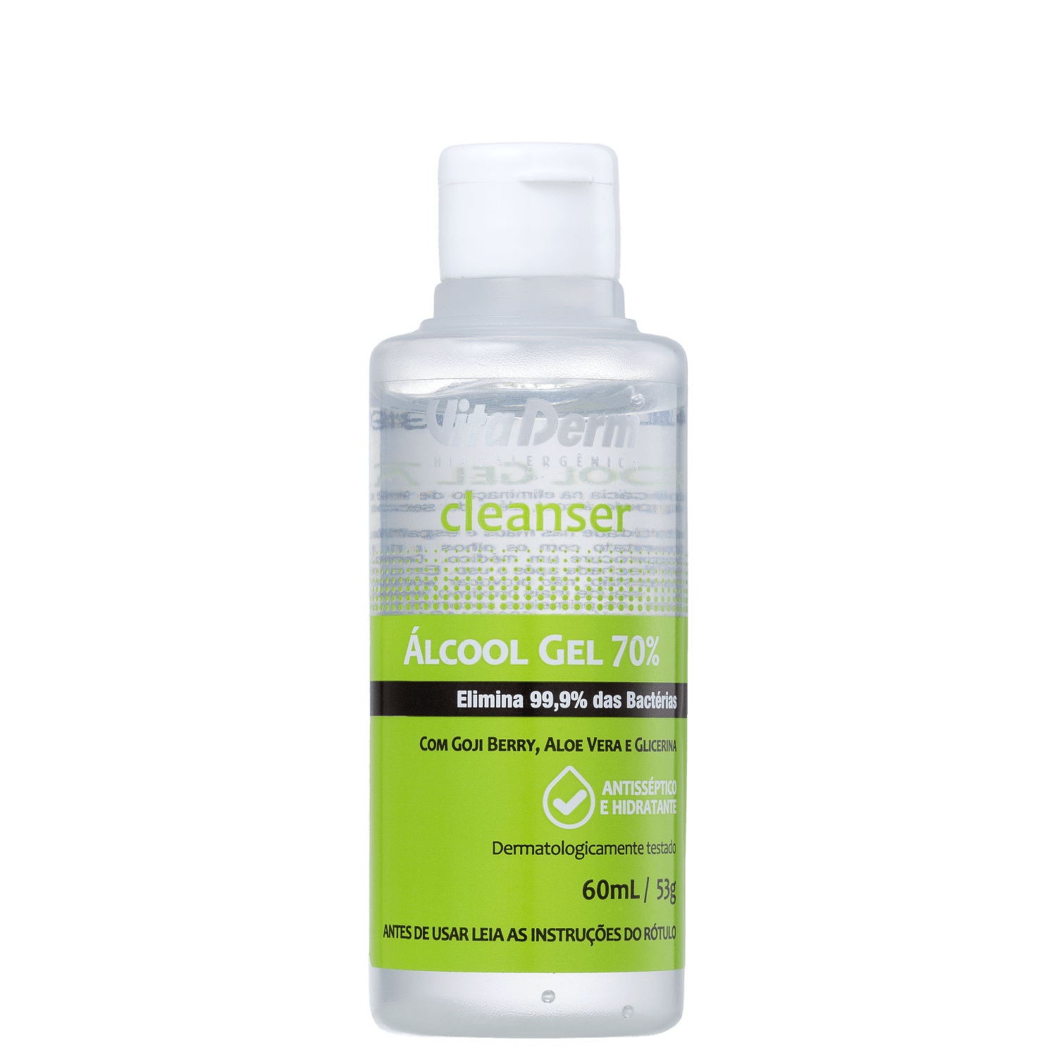 Vita Derm Cleanser Álcool Gel 70% - Gel Antisséptico 60ml