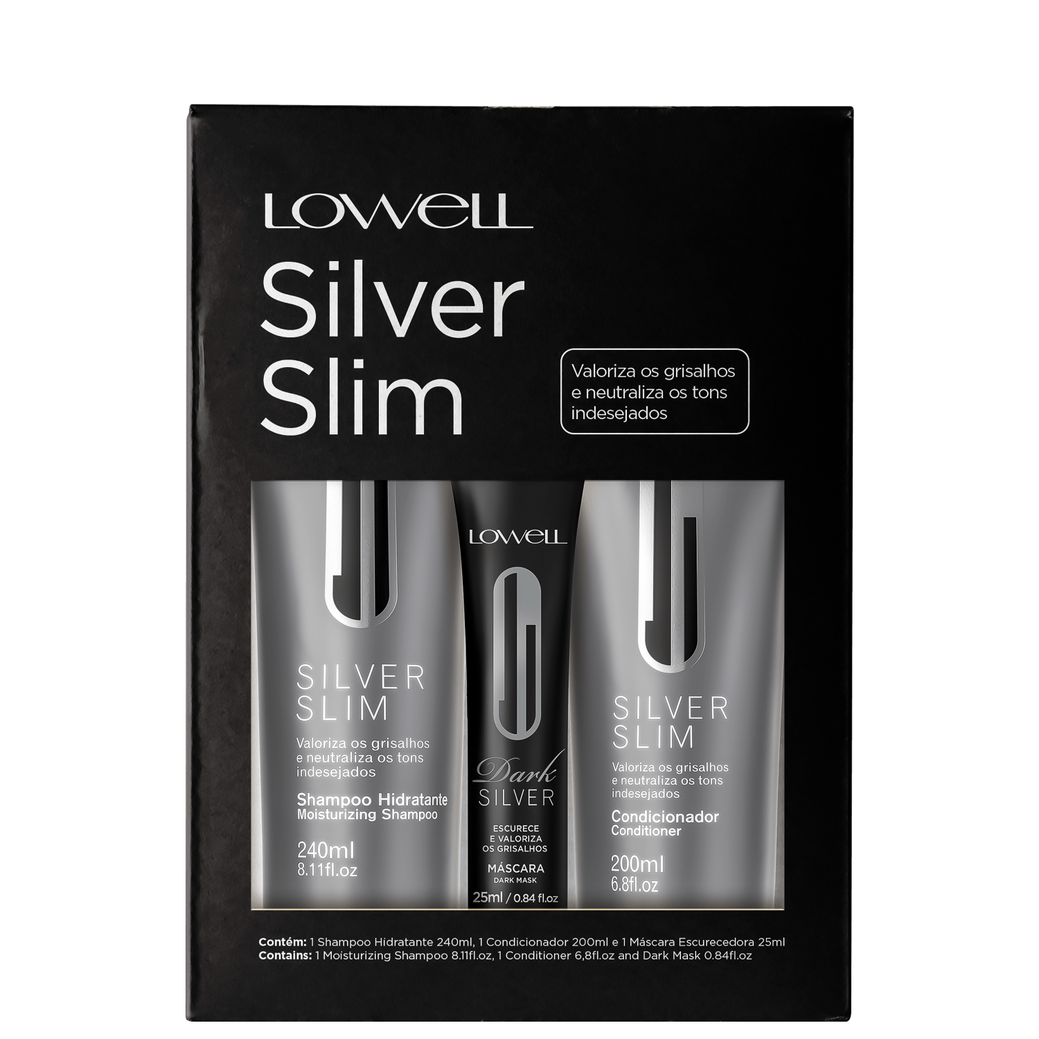 Kit Lowell Slim Silver Dark (3 Produtos)