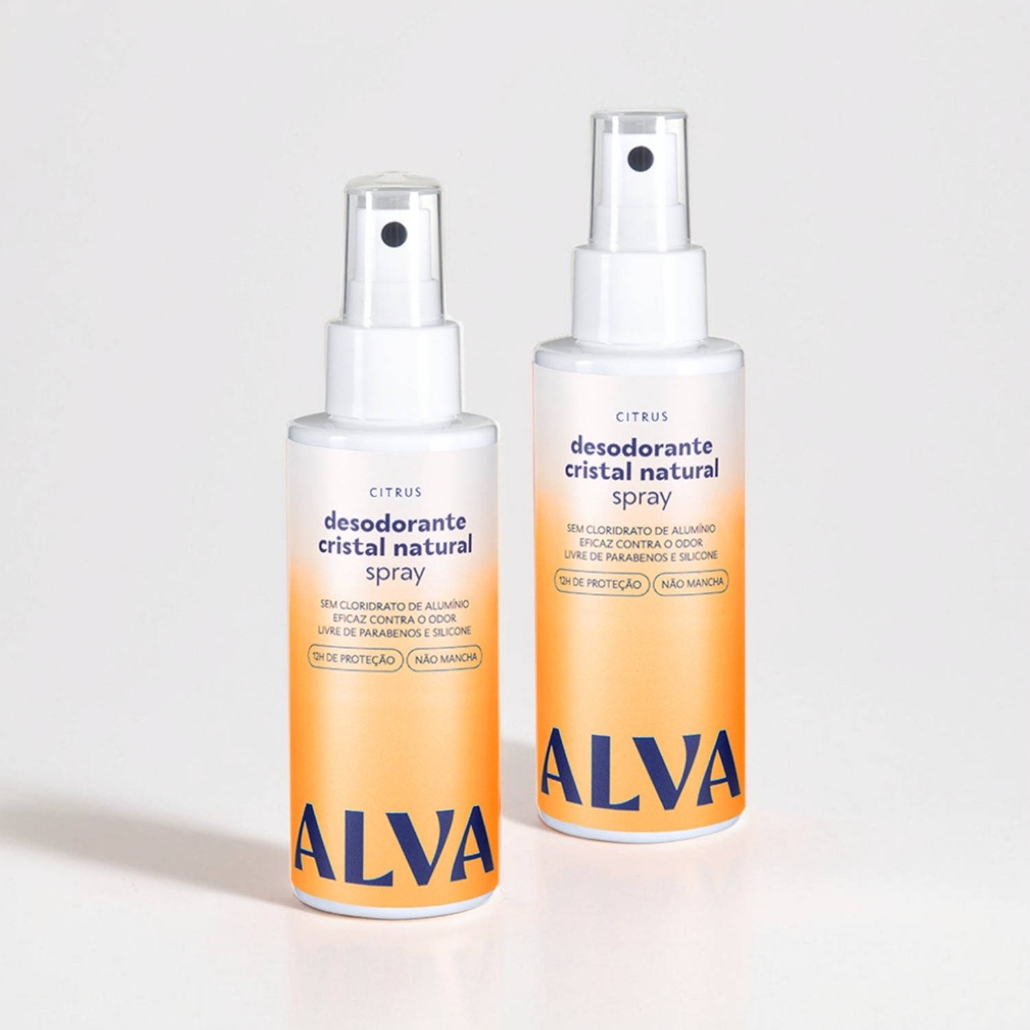 Kit Cristal Natural Alva: Dupla 2 Desodorantes Spray 120ml 12 Horas de Proteção Citrus